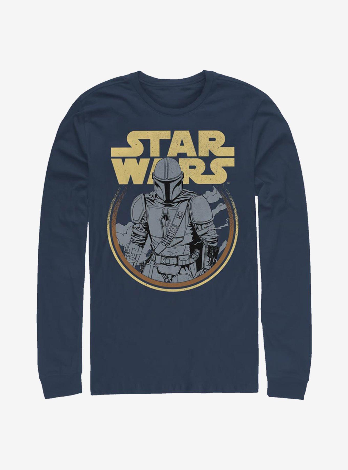 Star Wars The Mandalorian Retro Mando Long-Sleeve T-Shirt, NAVY, hi-res