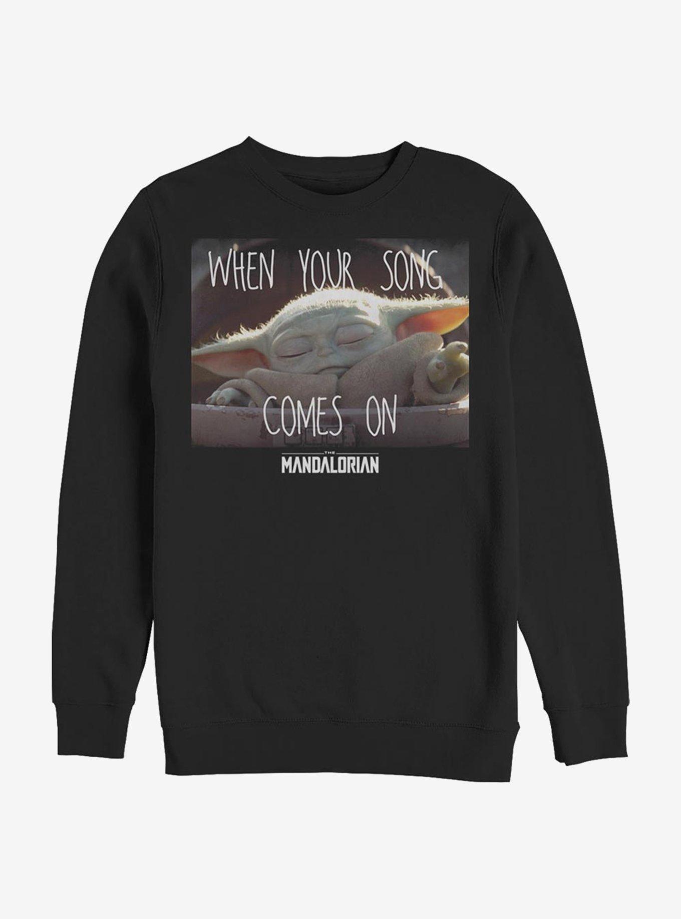 Star Wars The Mandalorian The Child Song Meme Crew Sweatshirt, BLACK, hi-res