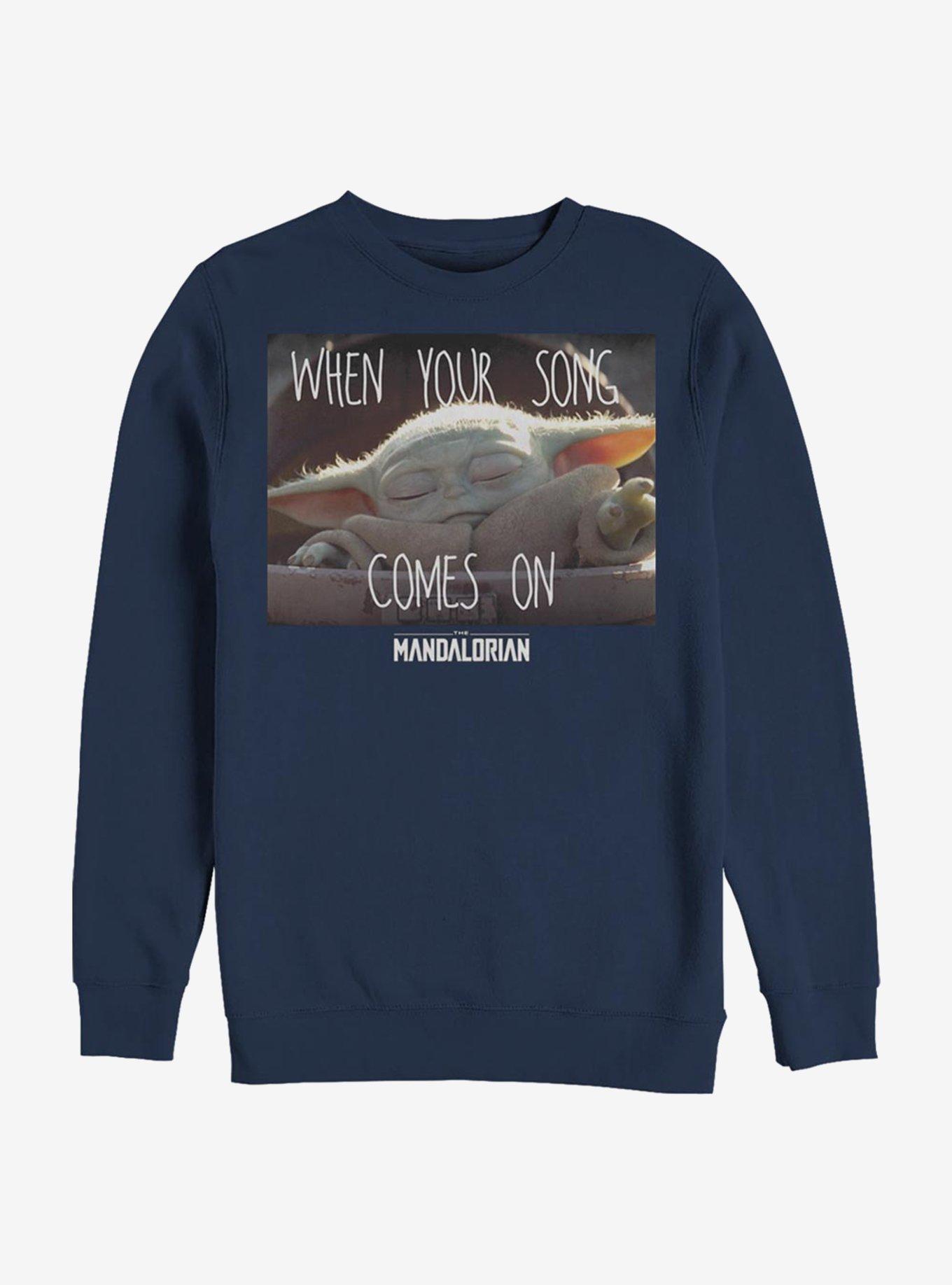 Star Wars The Mandalorian The Child Song Meme Crew Sweatshirt, NAVY, hi-res