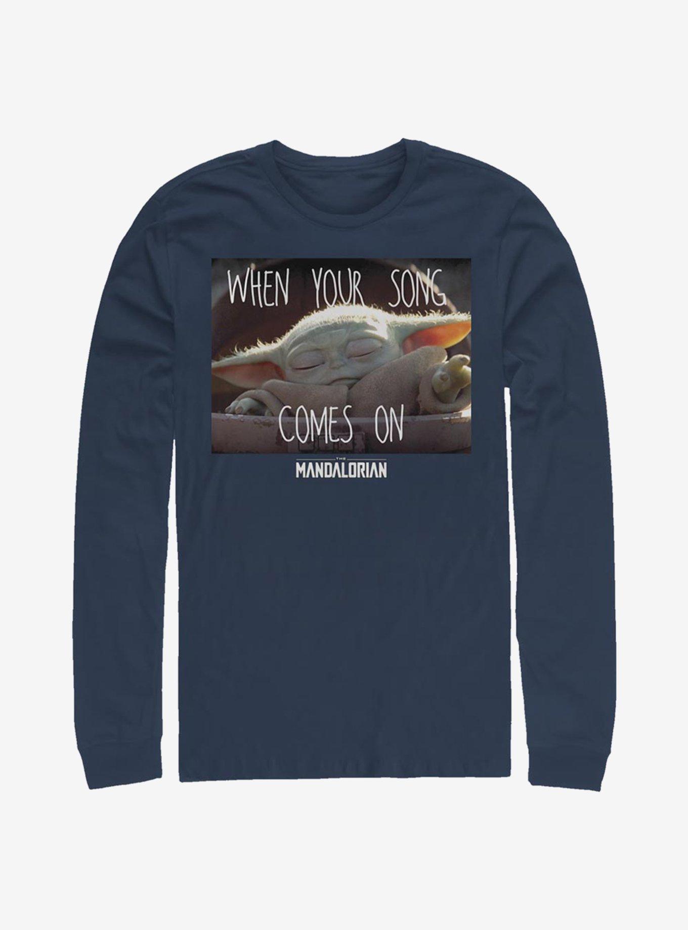 Star Wars The Mandalorian The Child Song Meme Long-Sleeve T-Shirt, NAVY, hi-res