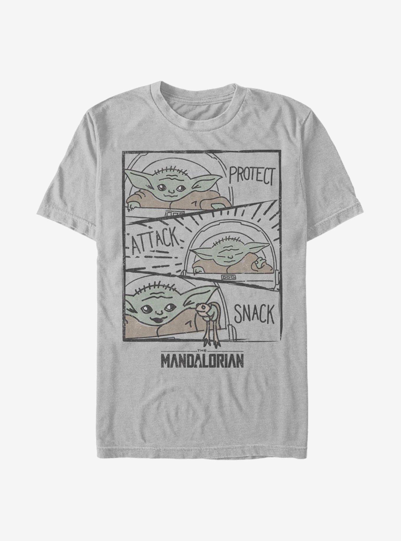 Star Wars The Mandalorian The Child Doodle Panels T-Shirt, SILVER, hi-res