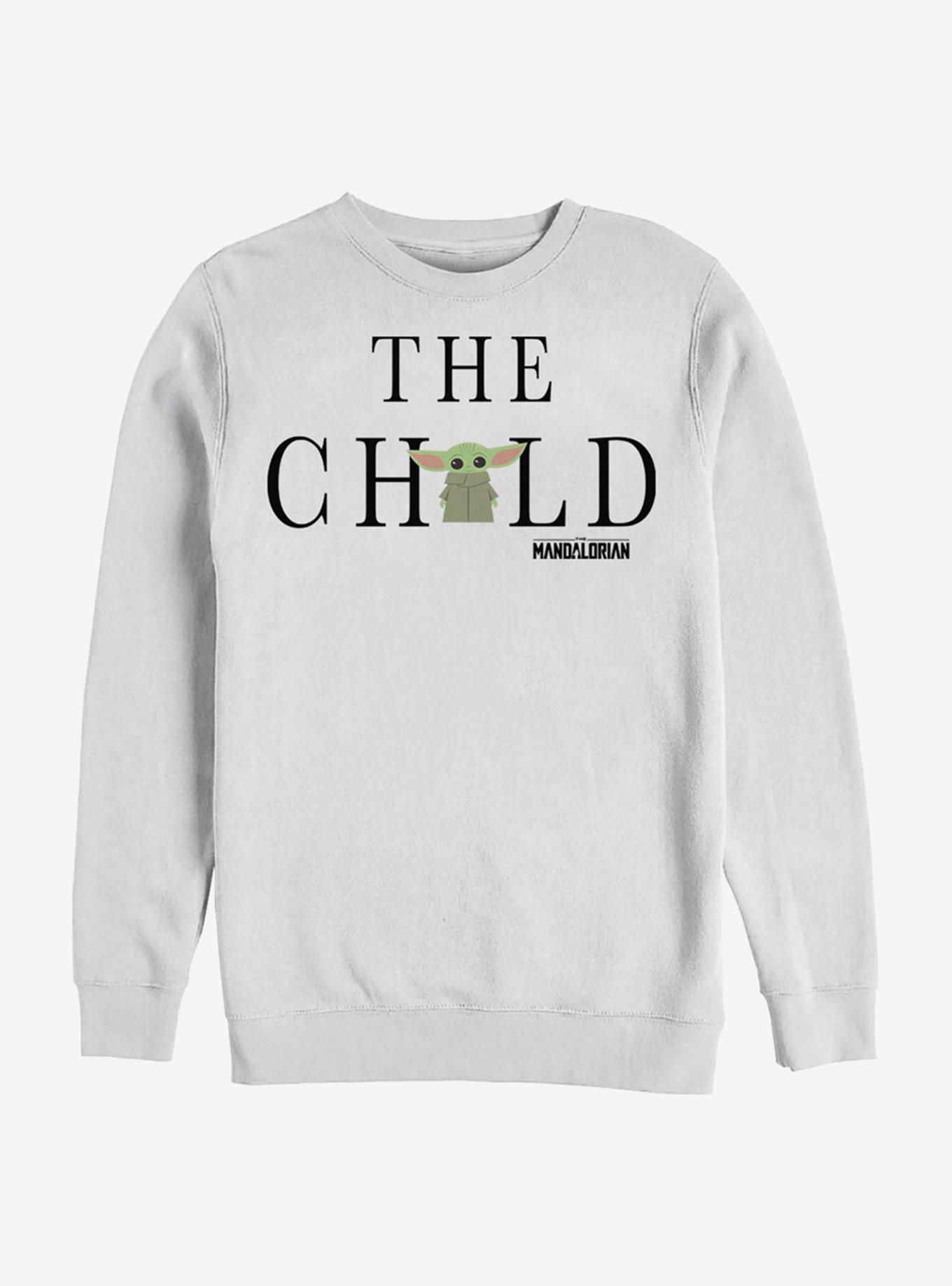 Star Wars The Mandalorian The Child Text Crew Sweatshirt, WHITE, hi-res