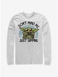 Star Wars The Mandalorian The Child Just Sipping Long-Sleeve T-Shirt, WHITE, hi-res