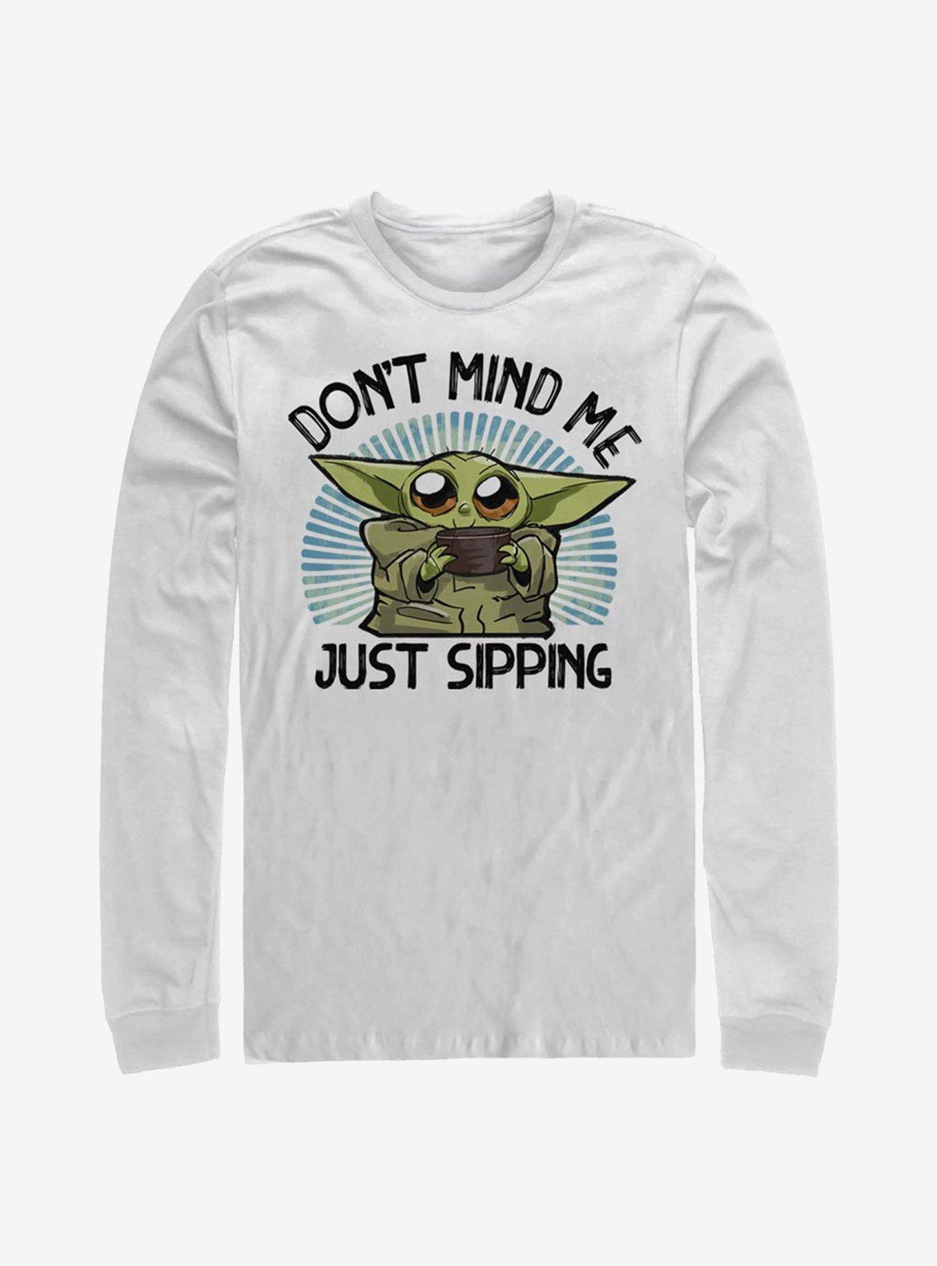 Star Wars The Mandalorian The Child Just Sipping Long-Sleeve T-Shirt, WHITE, hi-res