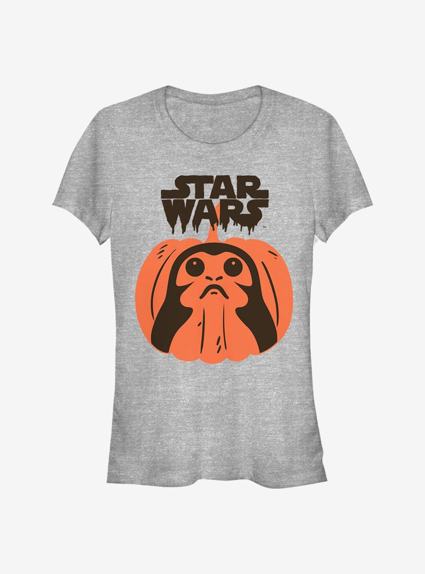 Star Wars: The Last Jedi Porg Pumpkin Girls T-Shirt, ATH HTR, hi-res