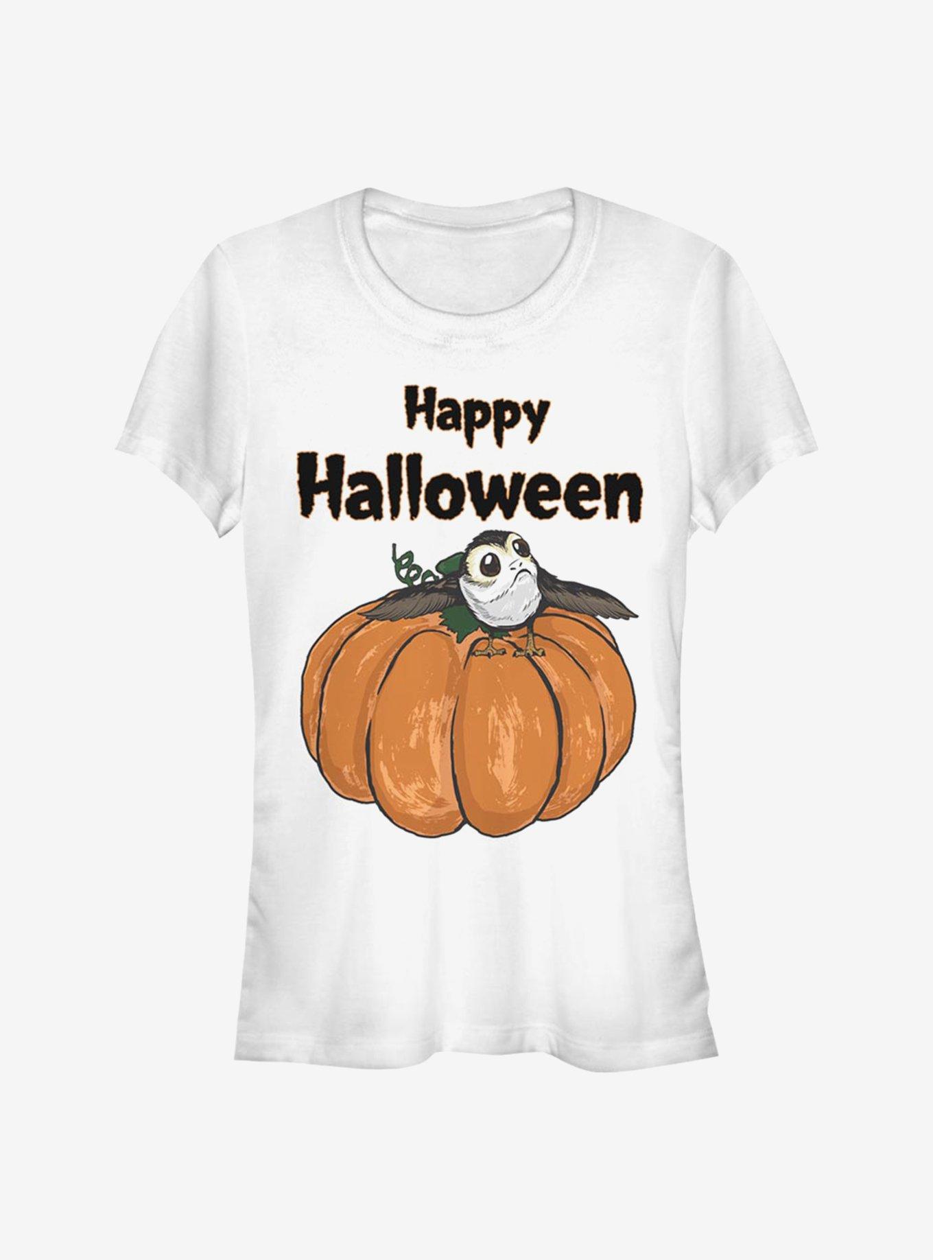 Star Wars: The Last Jedi Porg On A Pumpkin Girls T-Shirt, WHITE, hi-res