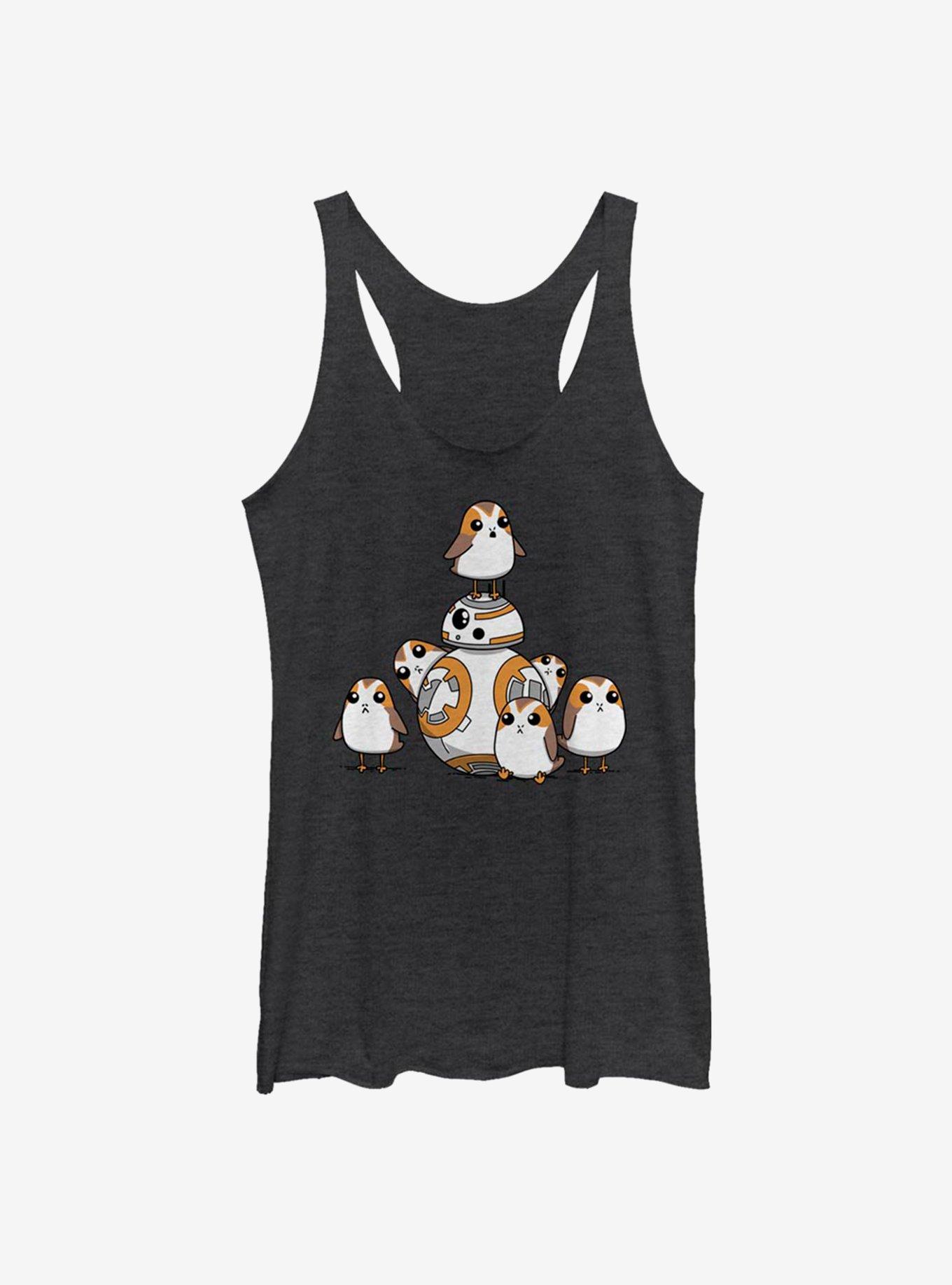 Star Wars: The Last Jedi BB-8 And Porgs Girls Tank, BLK HTR, hi-res