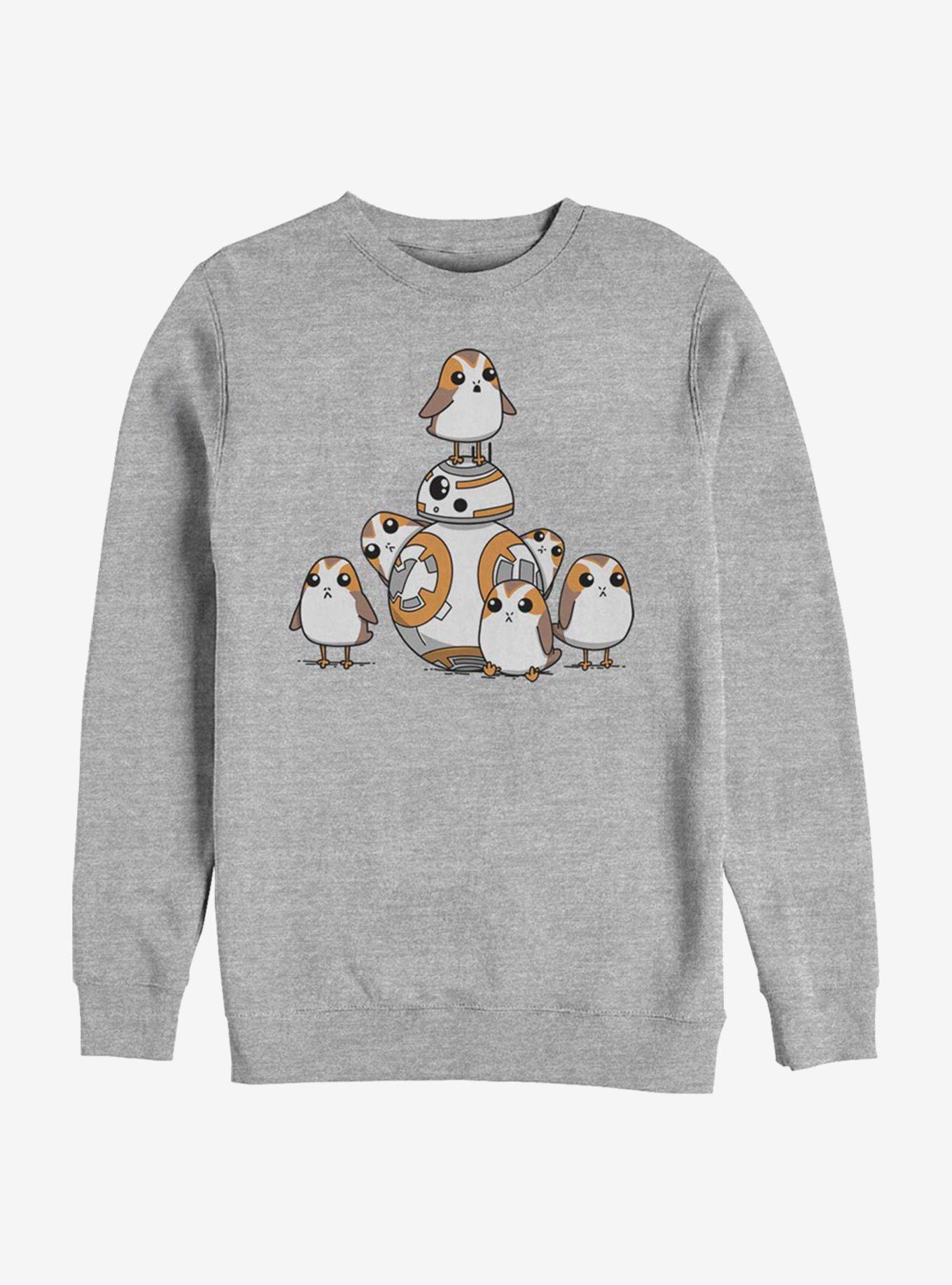 Star Wars: The Last Jedi BB-8 And Porgs Crew Sweatshirt, ATH HTR, hi-res