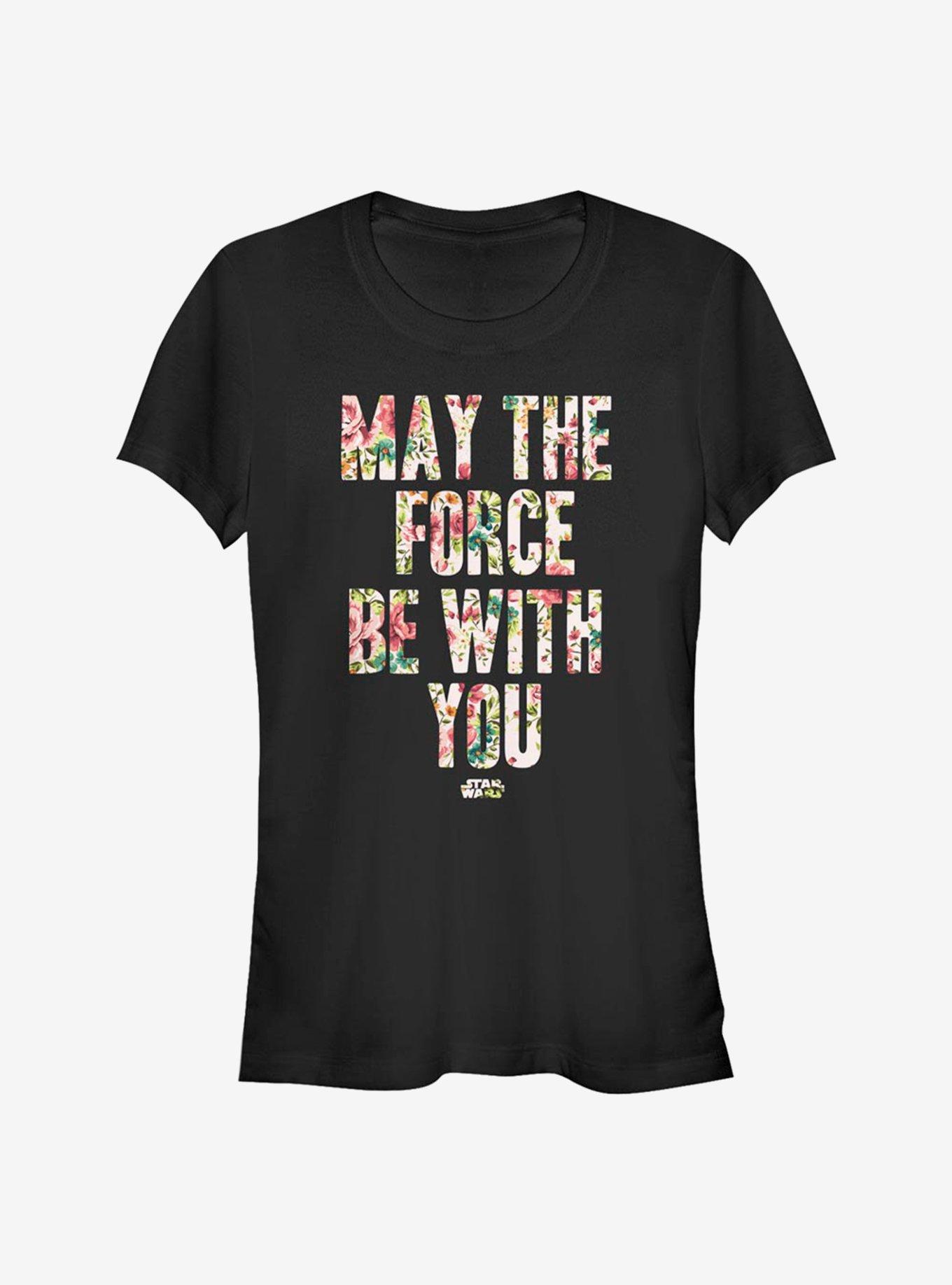 Star Wars Force Be With You Floral Girls T-Shirt, BLACK, hi-res