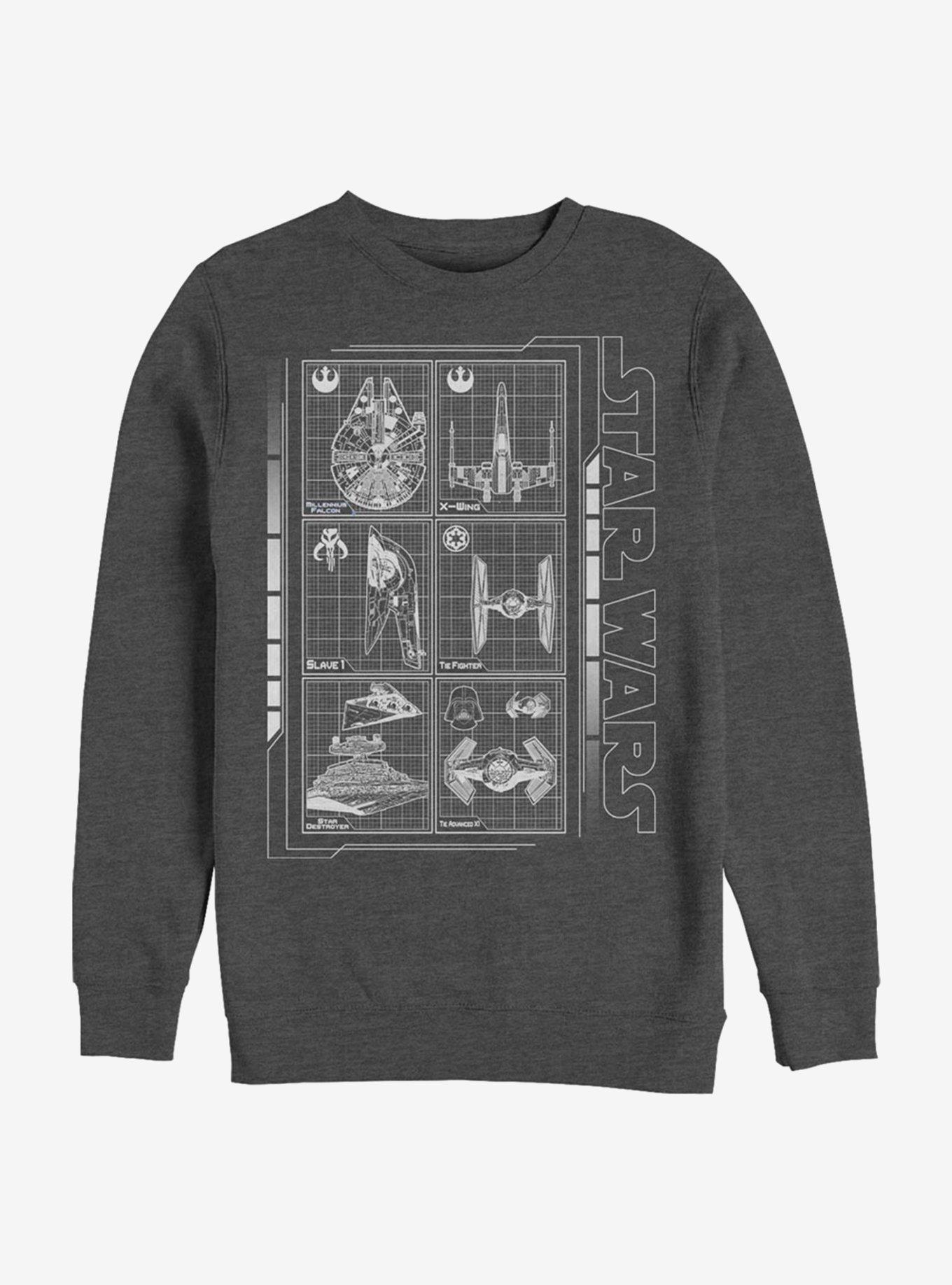 Star Wars Battle Ships Sweatshirt, CHAR HTR, hi-res