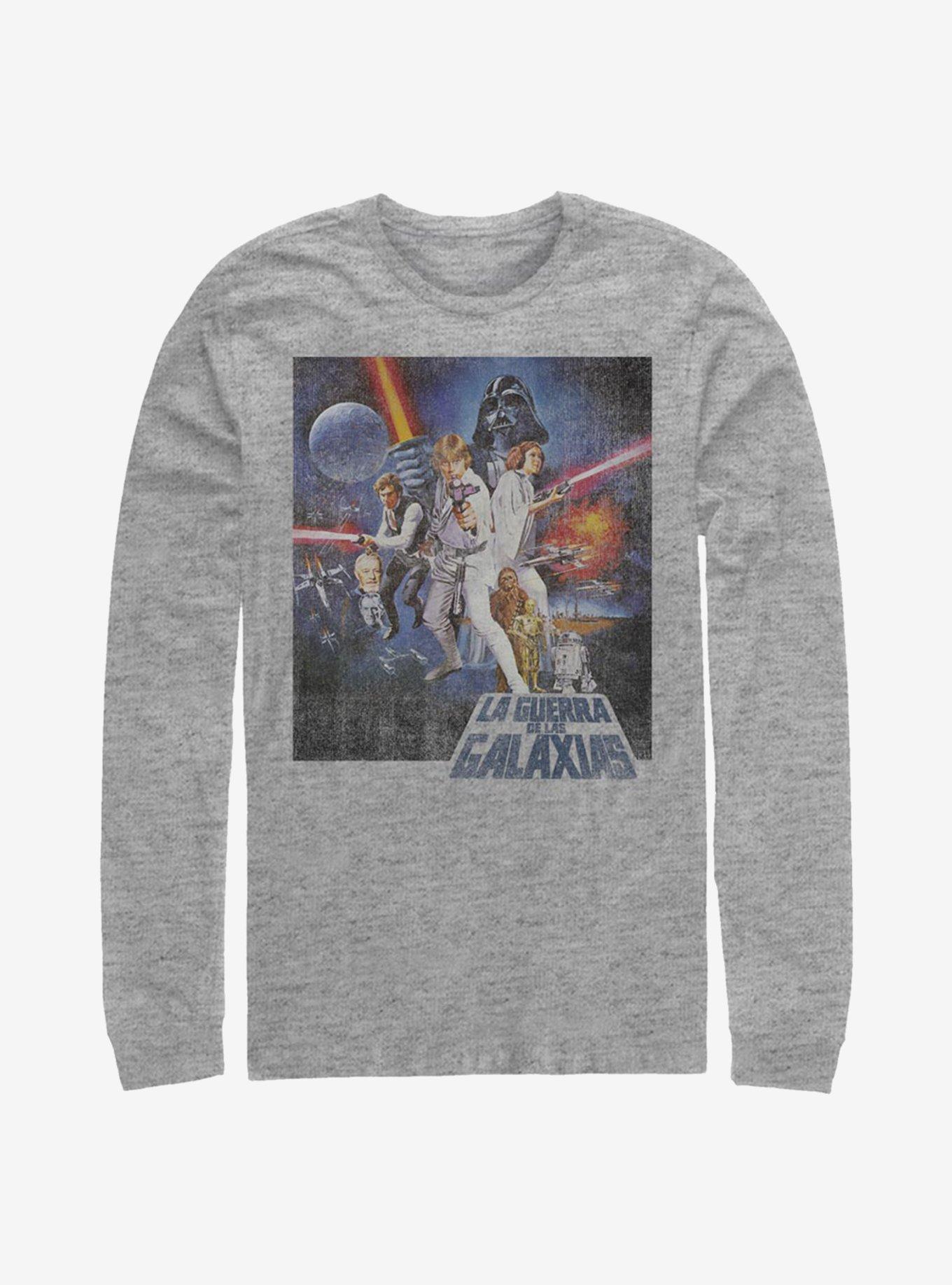 Star Wars Episode IV A New Hope La Guerra De Las Galaxias Poster Long-Sleeve T-Shirt, ATH HTR, hi-res
