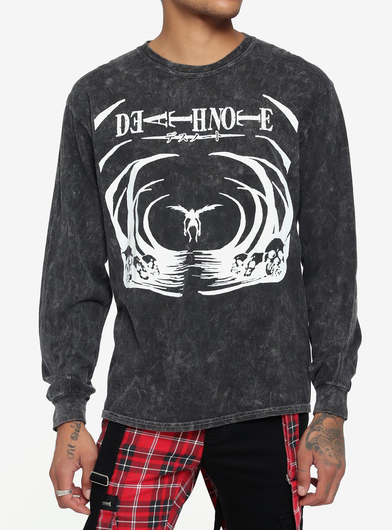 Death Note Ryuk Wash Long-Sleeve T-Shirt, GREY, hi-res