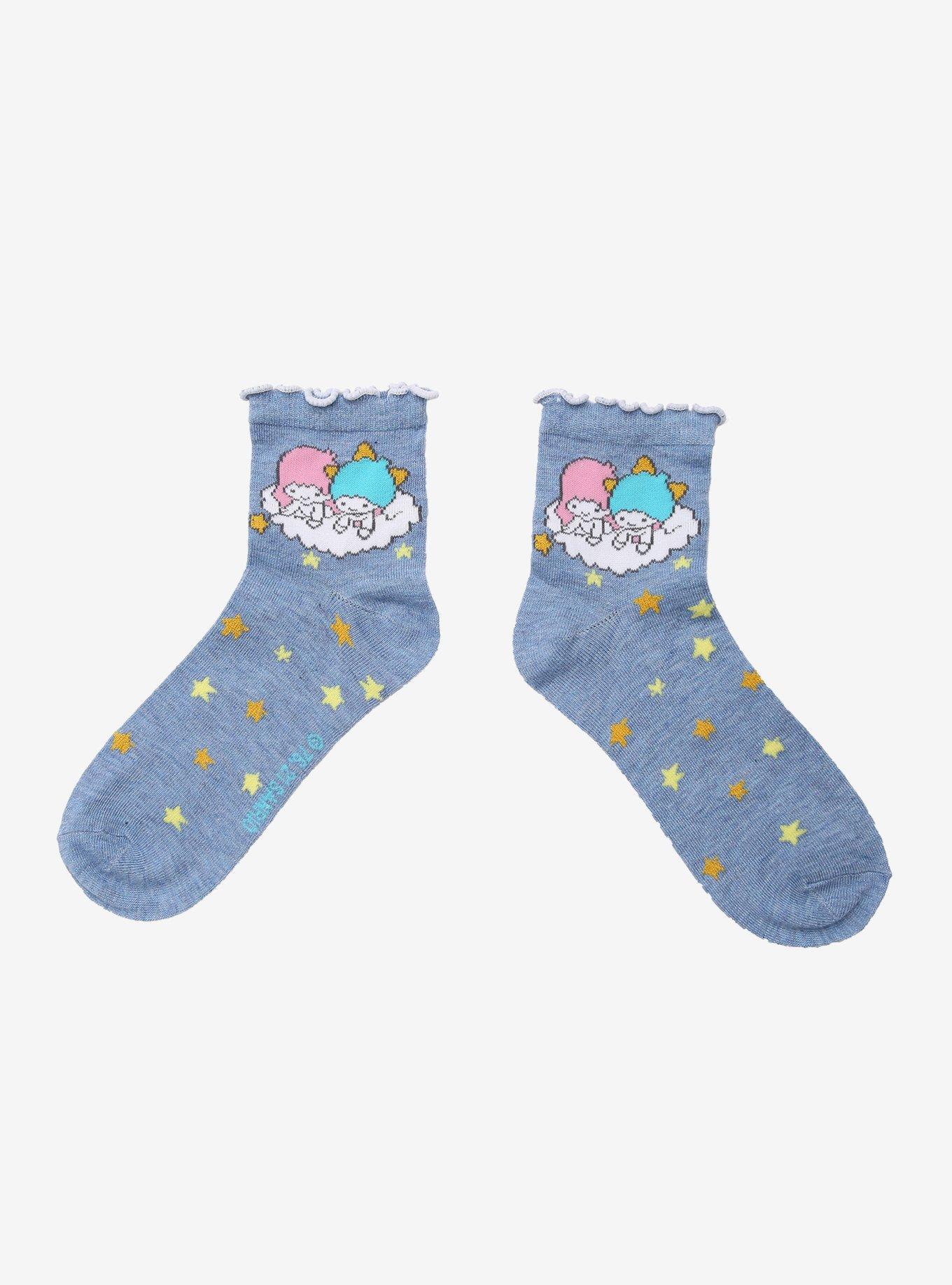 Little Twin Stars Lettuce Hem Ankle Socks, , hi-res