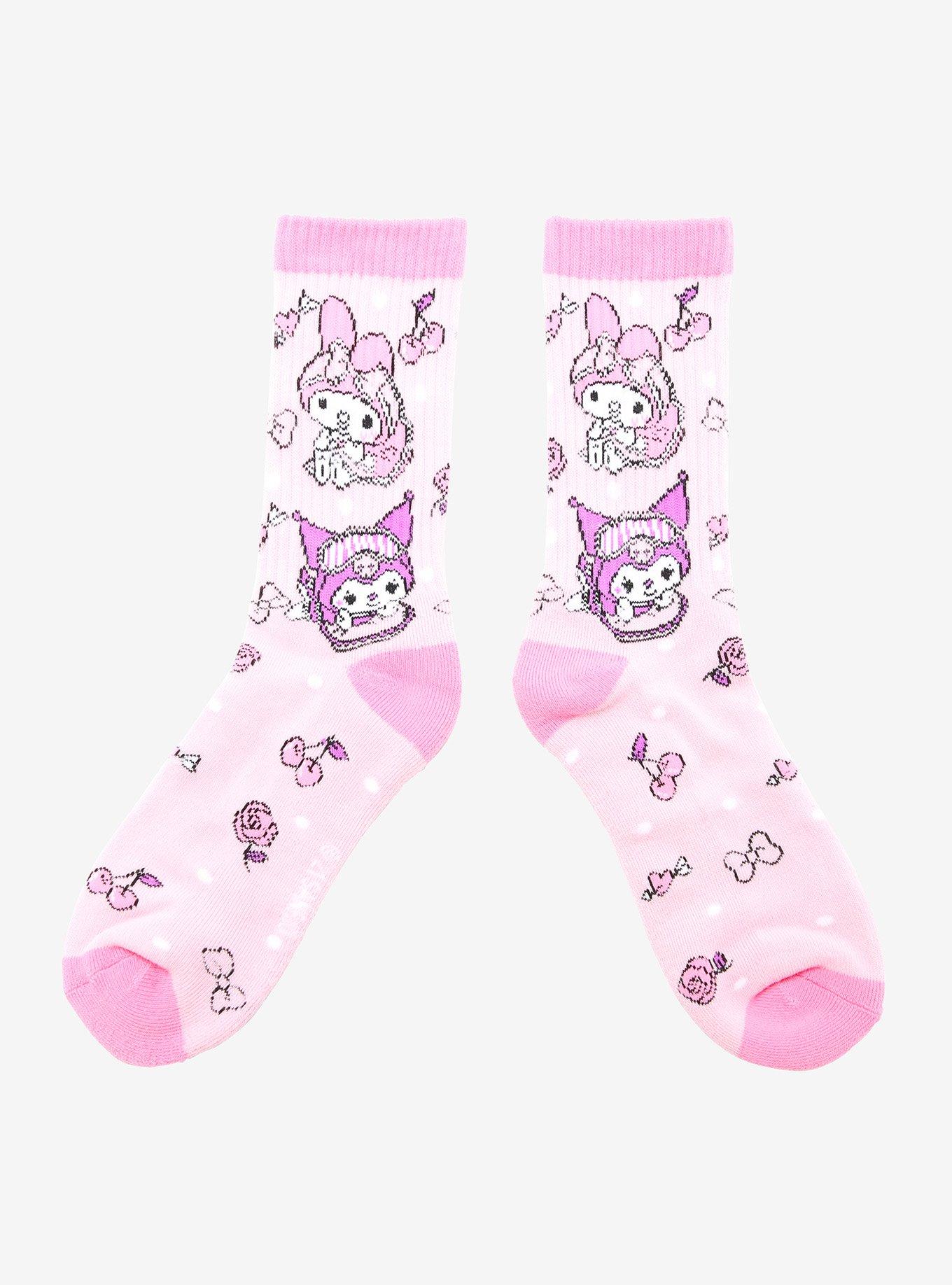 My Melody & Kuromi Pink Crew Socks, , hi-res