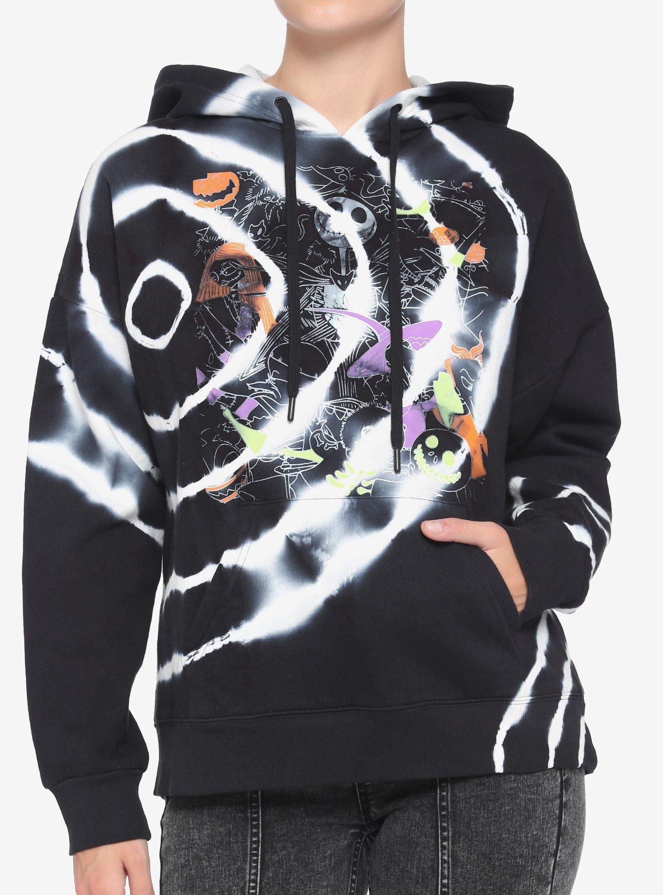 The Nightmare Before Christmas Halloween Town Characters Tie-Dye Hoodie, MULTI, hi-res
