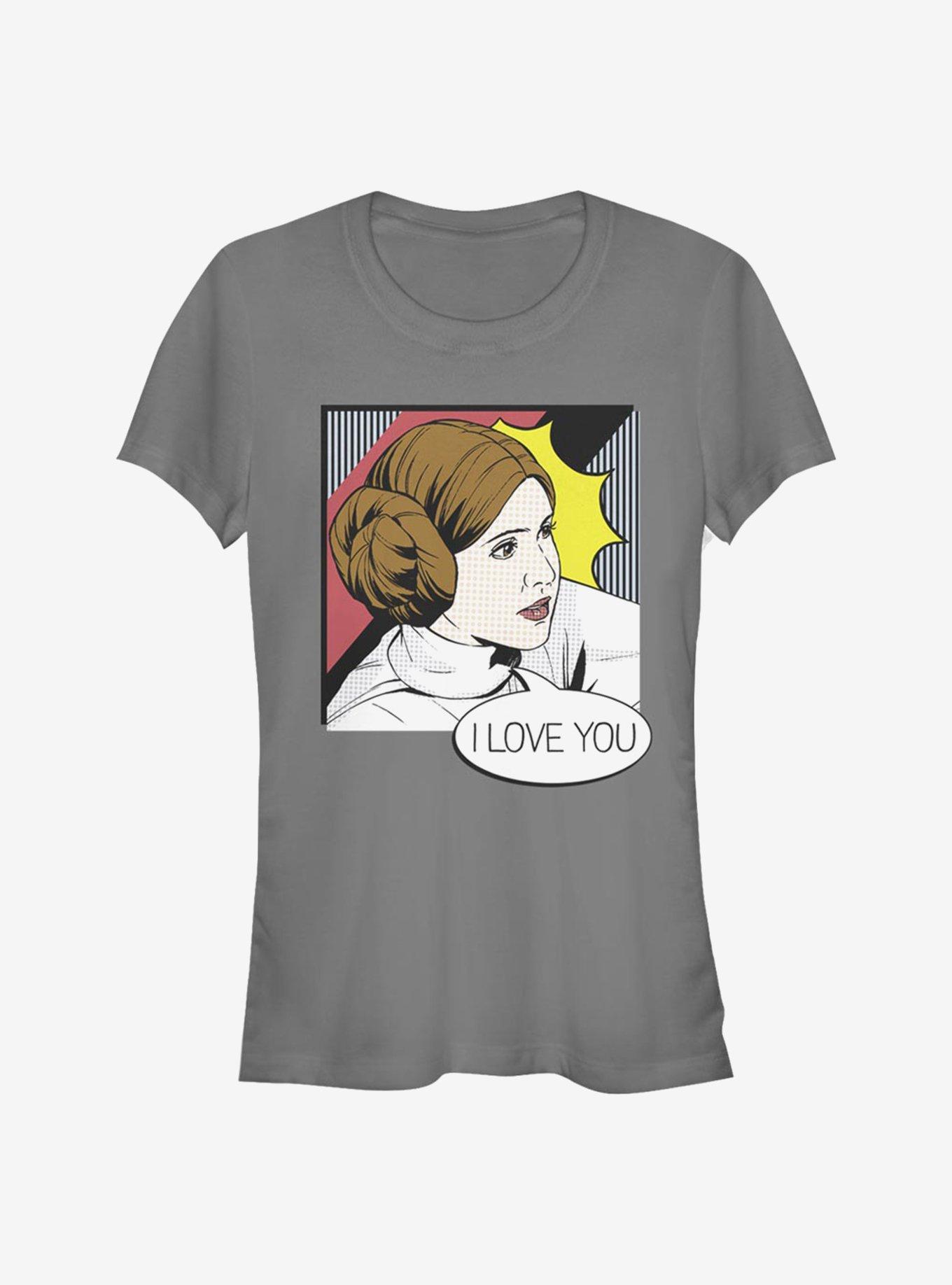 Star Wars Love You Comic Girls T-Shirt, CHARCOAL, hi-res