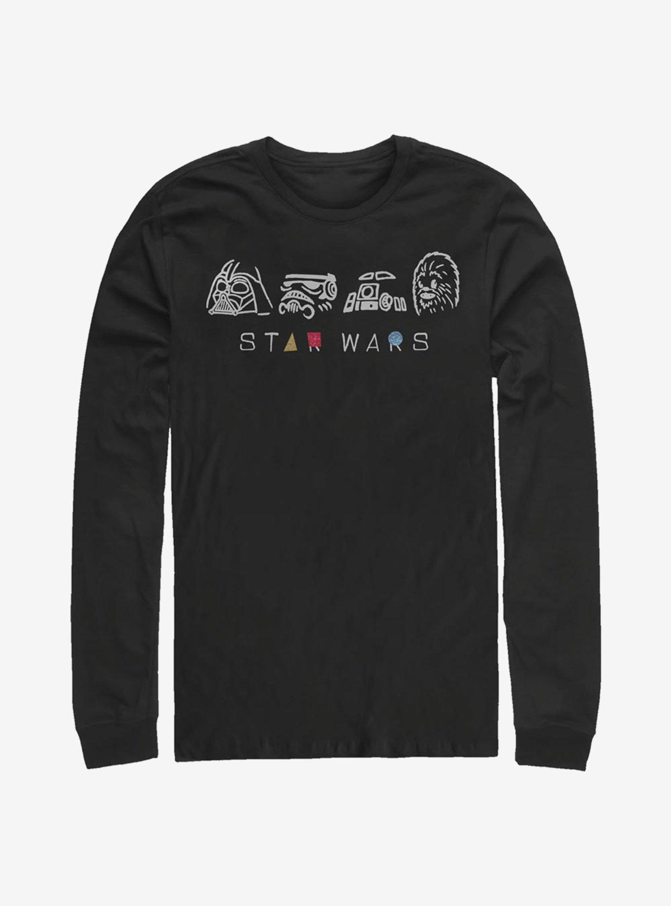 Star Wars Geometry Characters Long-Sleeve T-Shirt, BLACK, hi-res