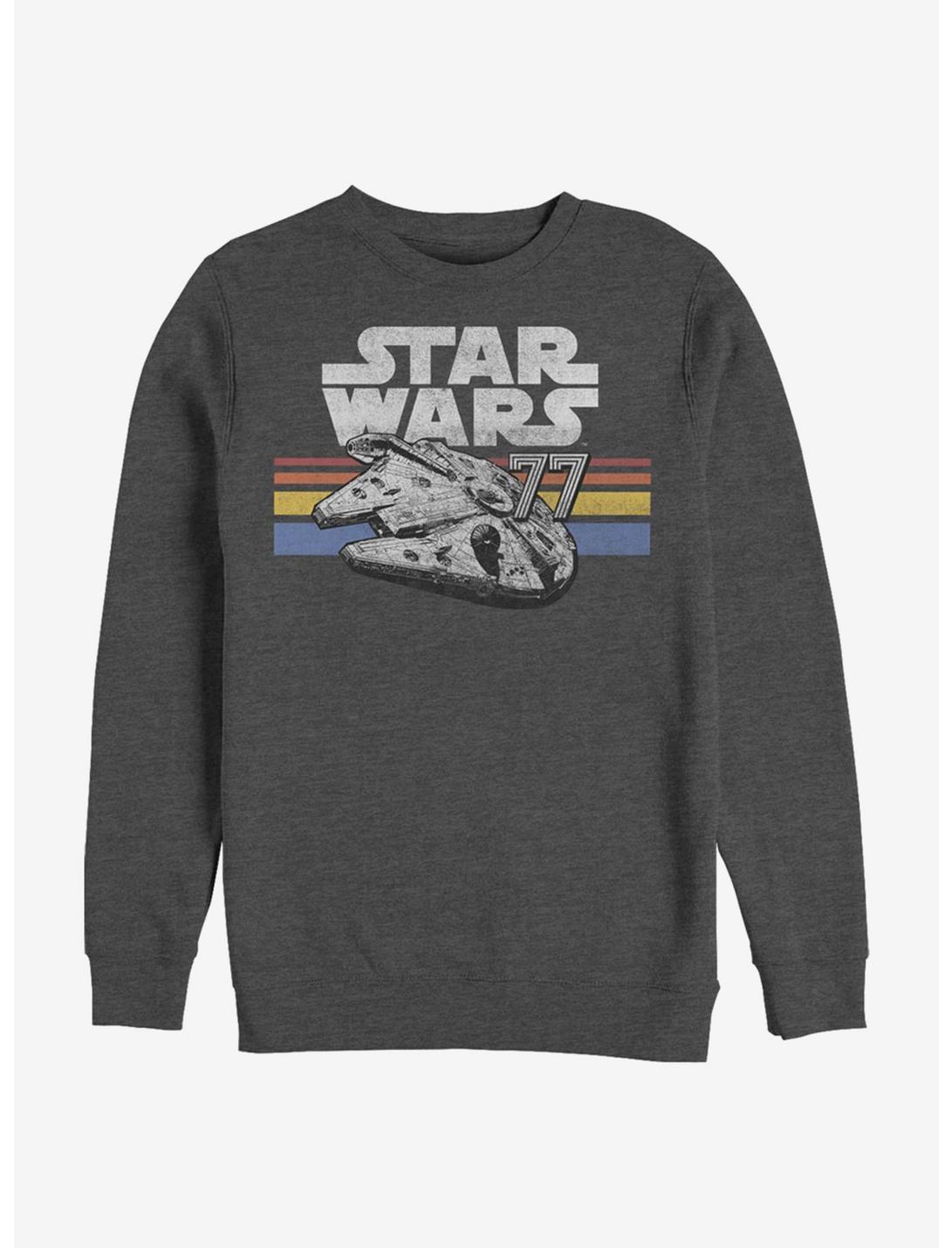 Star Wars Vintage Falcon Stripes Sweatshirt, CHAR HTR, hi-res