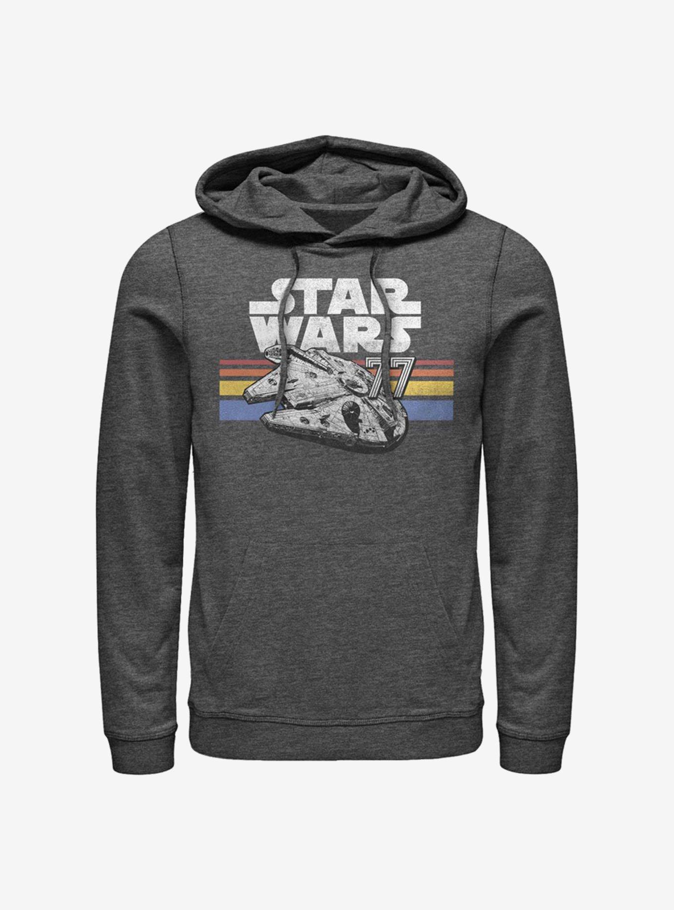 Star Wars Vintage Falcon Stripes Hoodie, CHAR HTR, hi-res