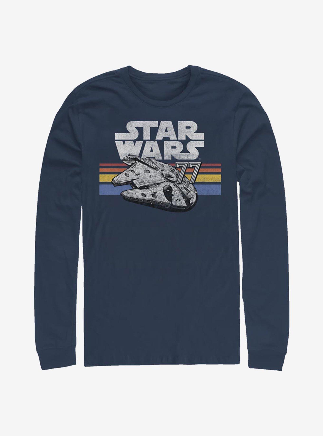 Star Wars Vintage Falcon Stripes Long-Sleeve T-Shirt, NAVY, hi-res