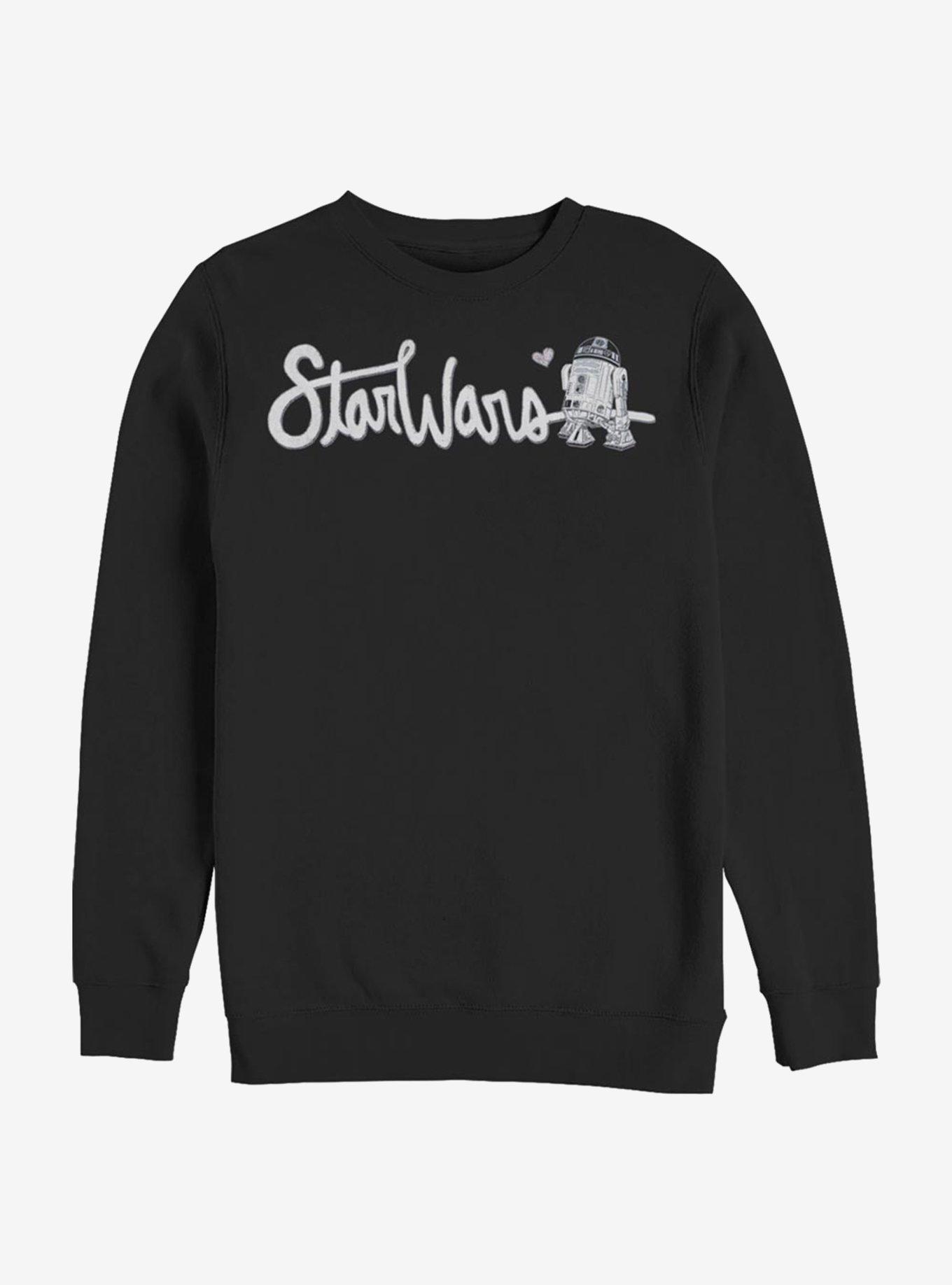 Star Wars Cursive R2 Crew Sweatshirt, BLACK, hi-res