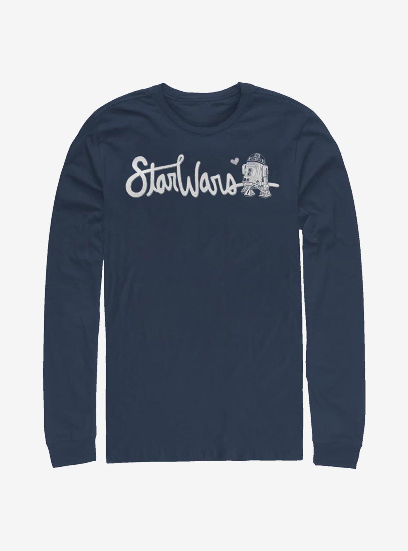 Star Wars Cursive R2 Long-Sleeve T-Shirt, NAVY, hi-res