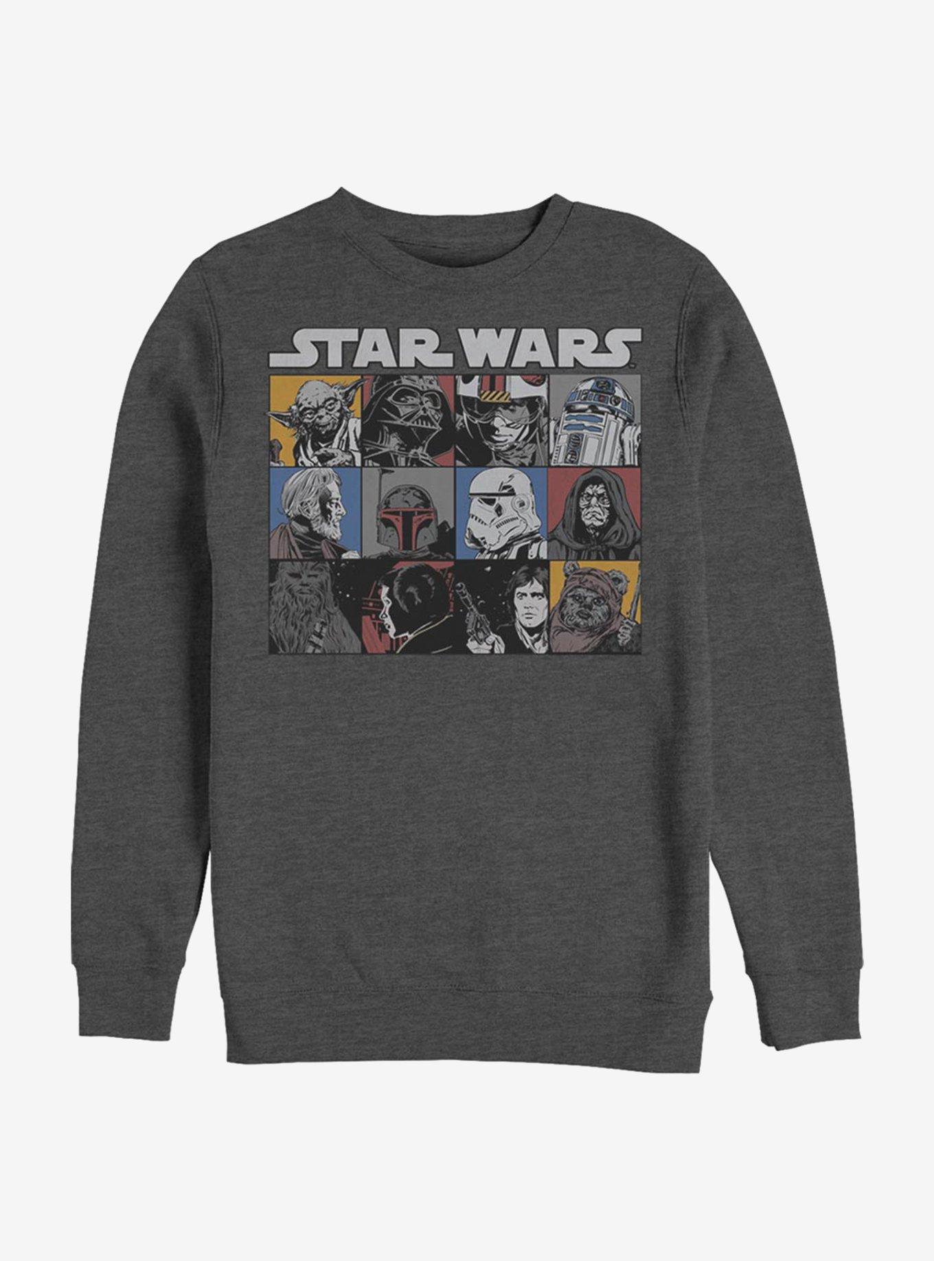 Star Wars Comic Strip Crew Sweatshirt, CHAR HTR, hi-res