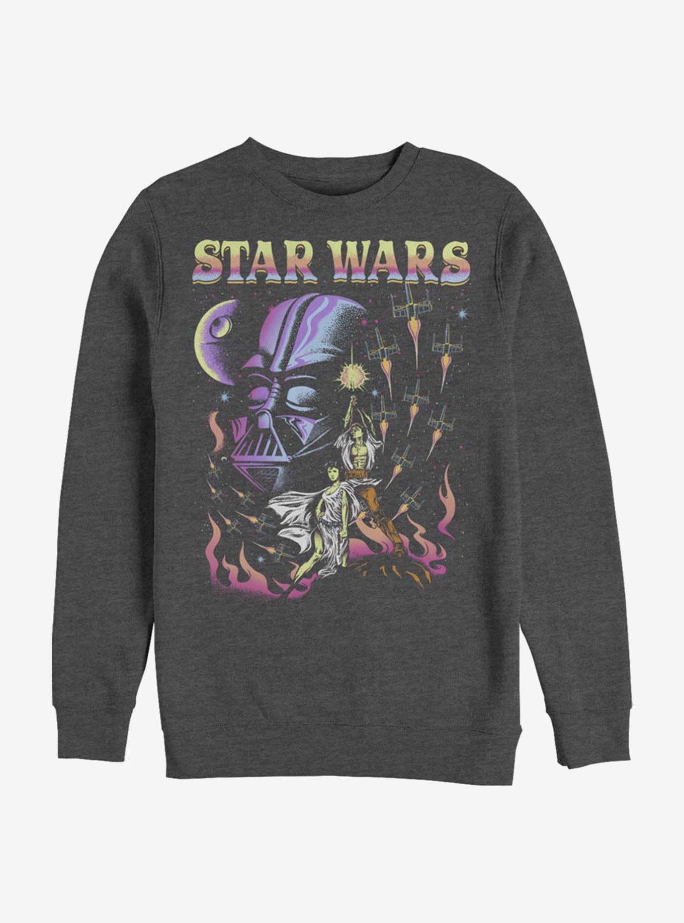 Star Wars Blacklight Dark Side Crew Sweatshirt, CHAR HTR, hi-res