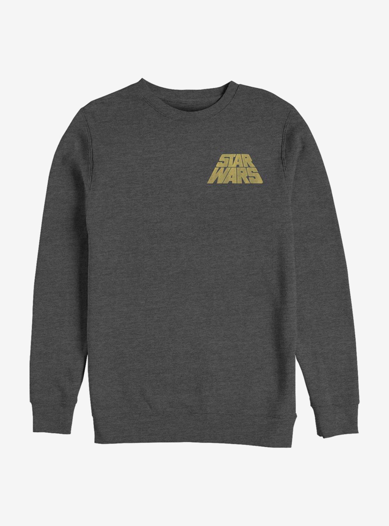 Star Wars Distressed Slant Logo Crew Sweatshirt, CHAR HTR, hi-res