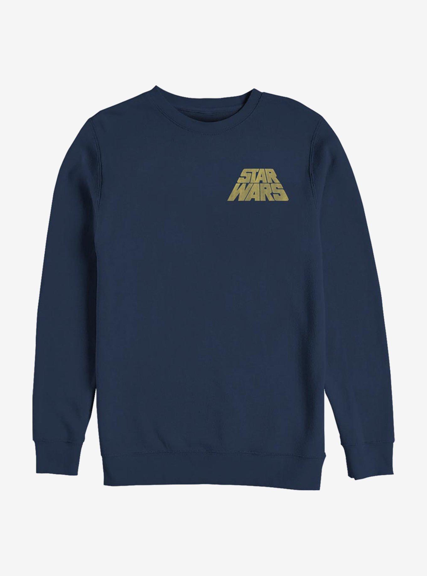 Star Wars Distressed Slant Logo Crew Sweatshirt, NAVY, hi-res