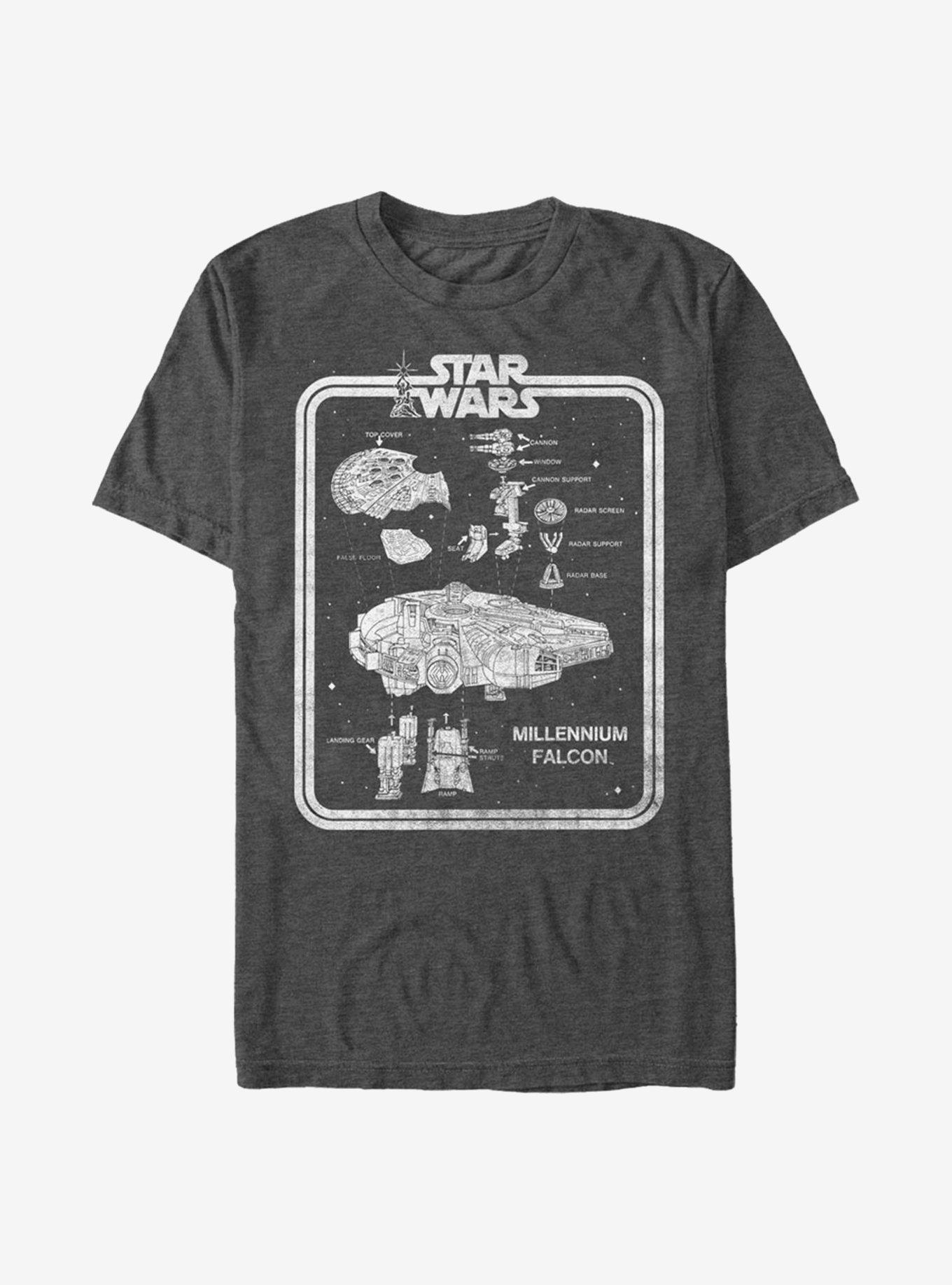 Star Wars Millennium Falcon Construction T-Shirt, CHAR HTR, hi-res