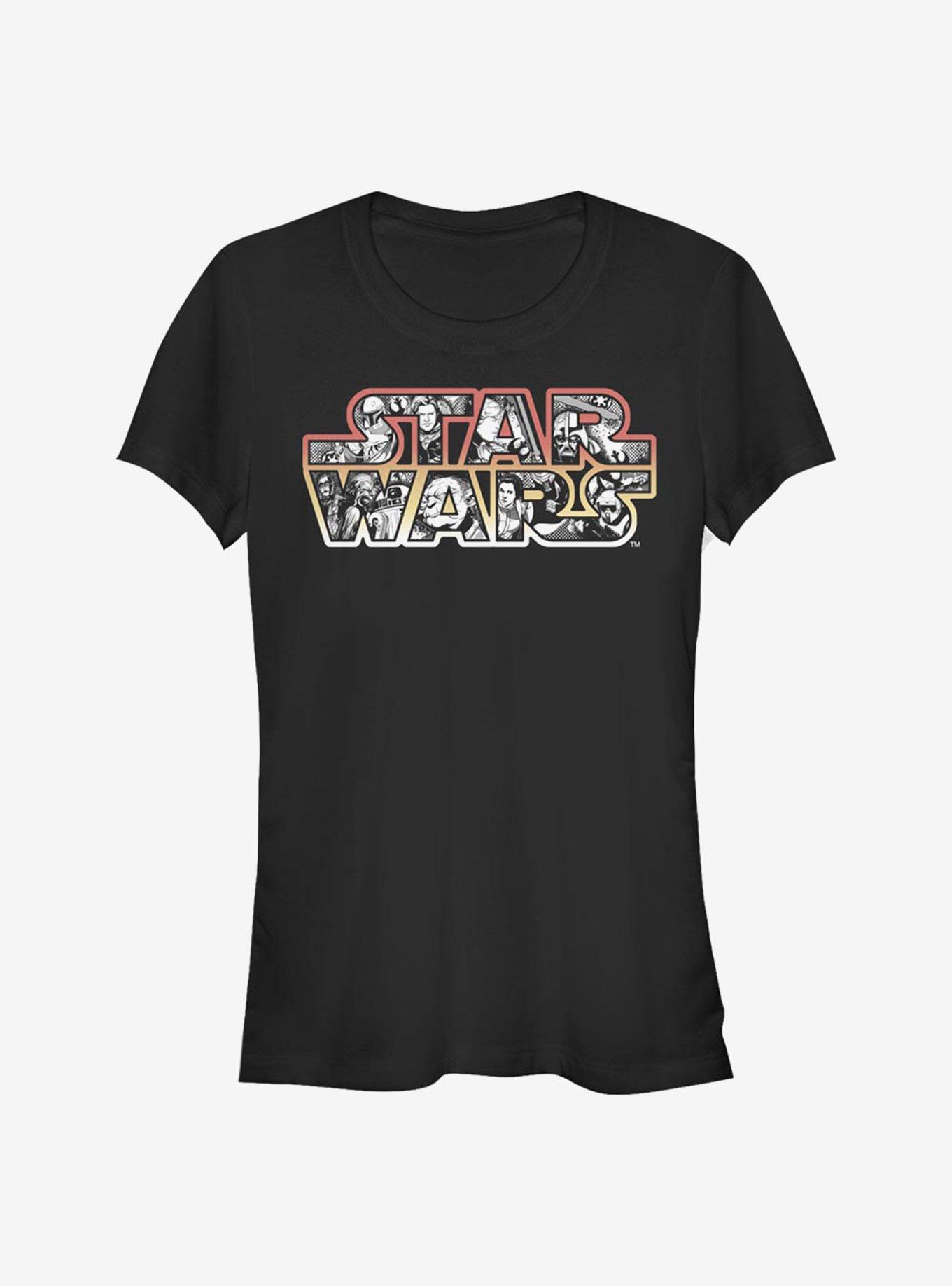 Star Wars Comic Logo Fill Girls T-Shirt, BLACK, hi-res