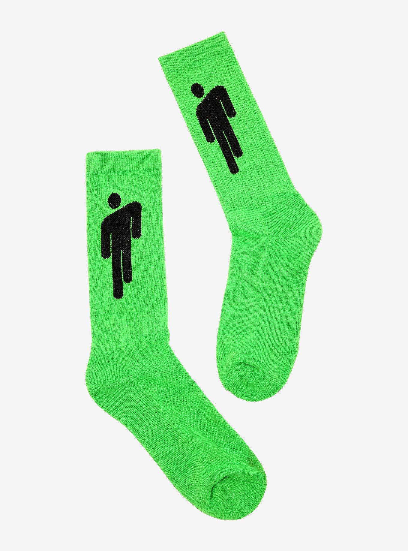 Billie Eilish Blohsh Neon Green Crew Socks, , hi-res