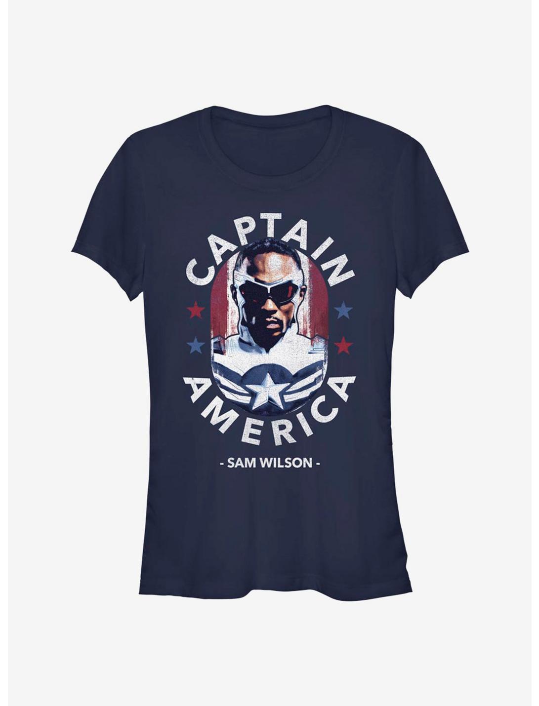 Marvel The Falcon And The Winter Soldier Captain America Sam Wilson Girls T-Shirt, NAVY, hi-res