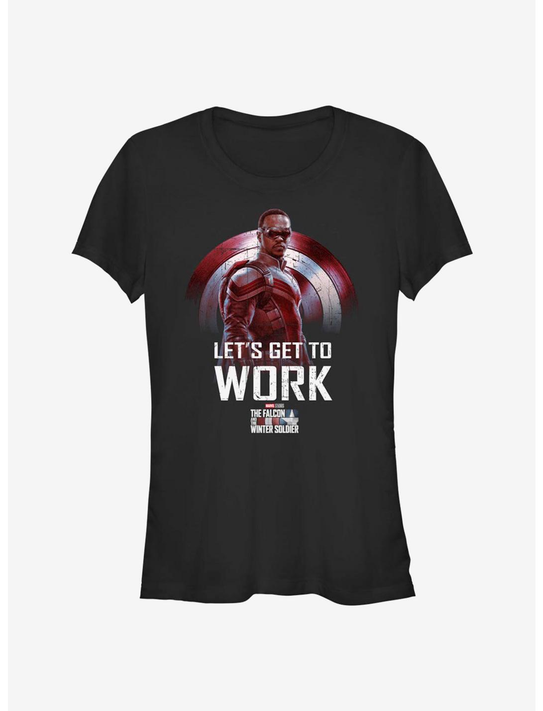 Marvel The Falcon And The Winter Soldier Falcon Let's Get To Work Girls T-Shirt, BLACK, hi-res