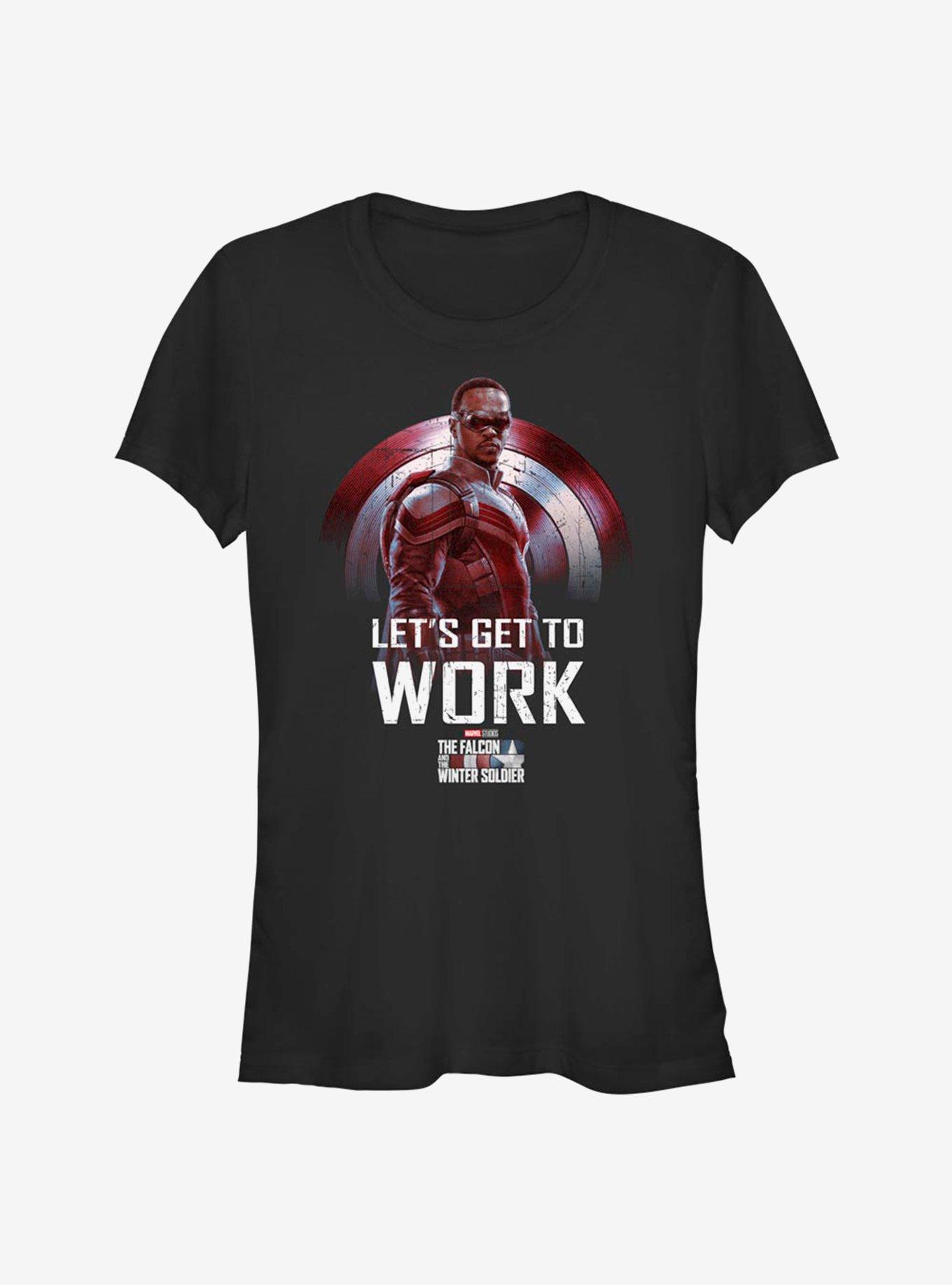 Marvel The Falcon And The Winter Soldier Falcon Let's Get To Work Girls T-Shirt, BLACK, hi-res