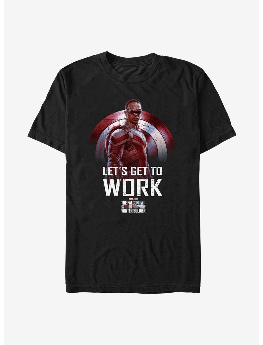Marvel The Falcon And The Winter Soldier Falcon Let's Get To Work T-Shirt, BLACK, hi-res