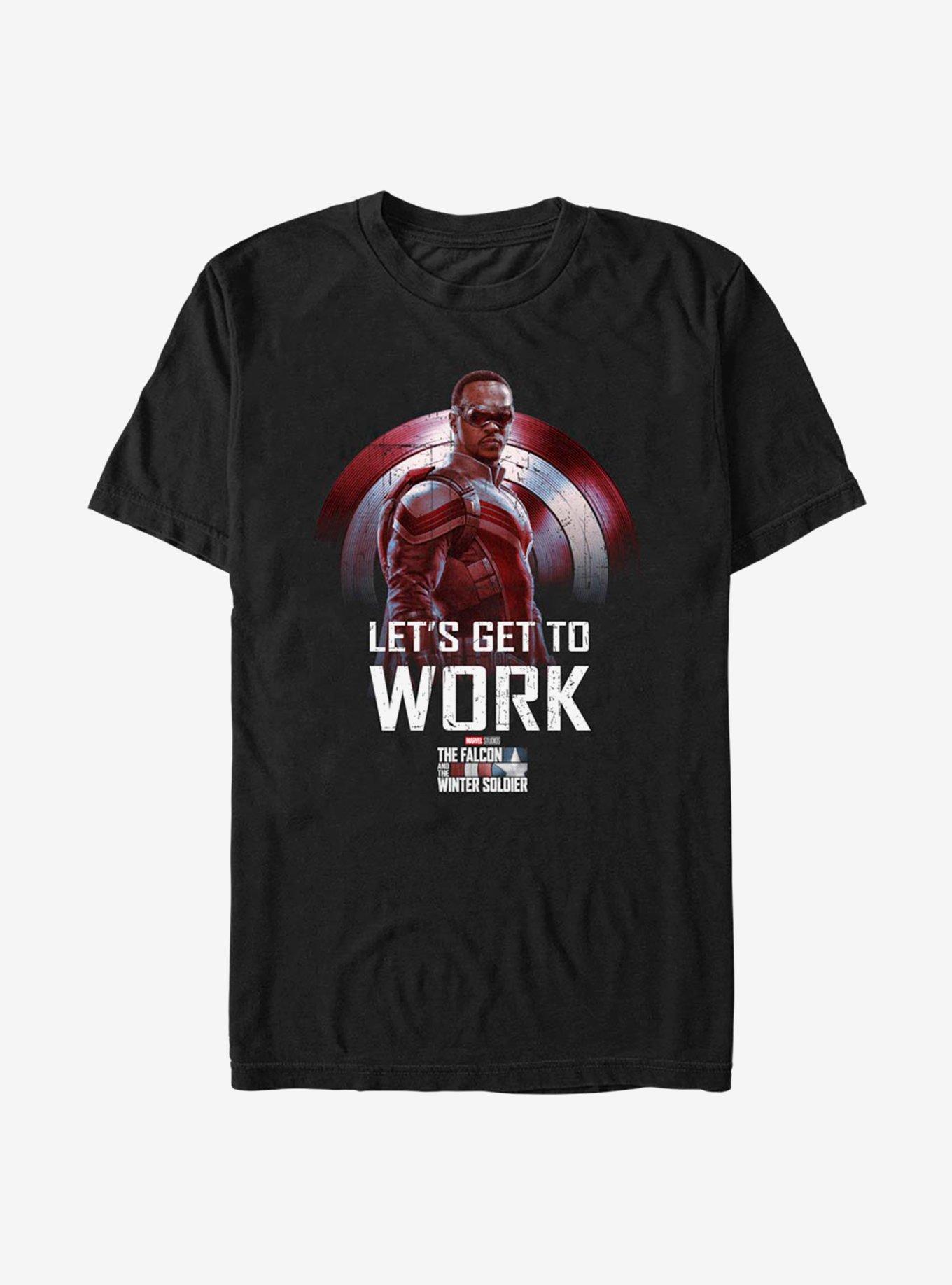 Marvel The Falcon And The Winter Soldier Falcon Let's Get To Work T-Shirt, BLACK, hi-res