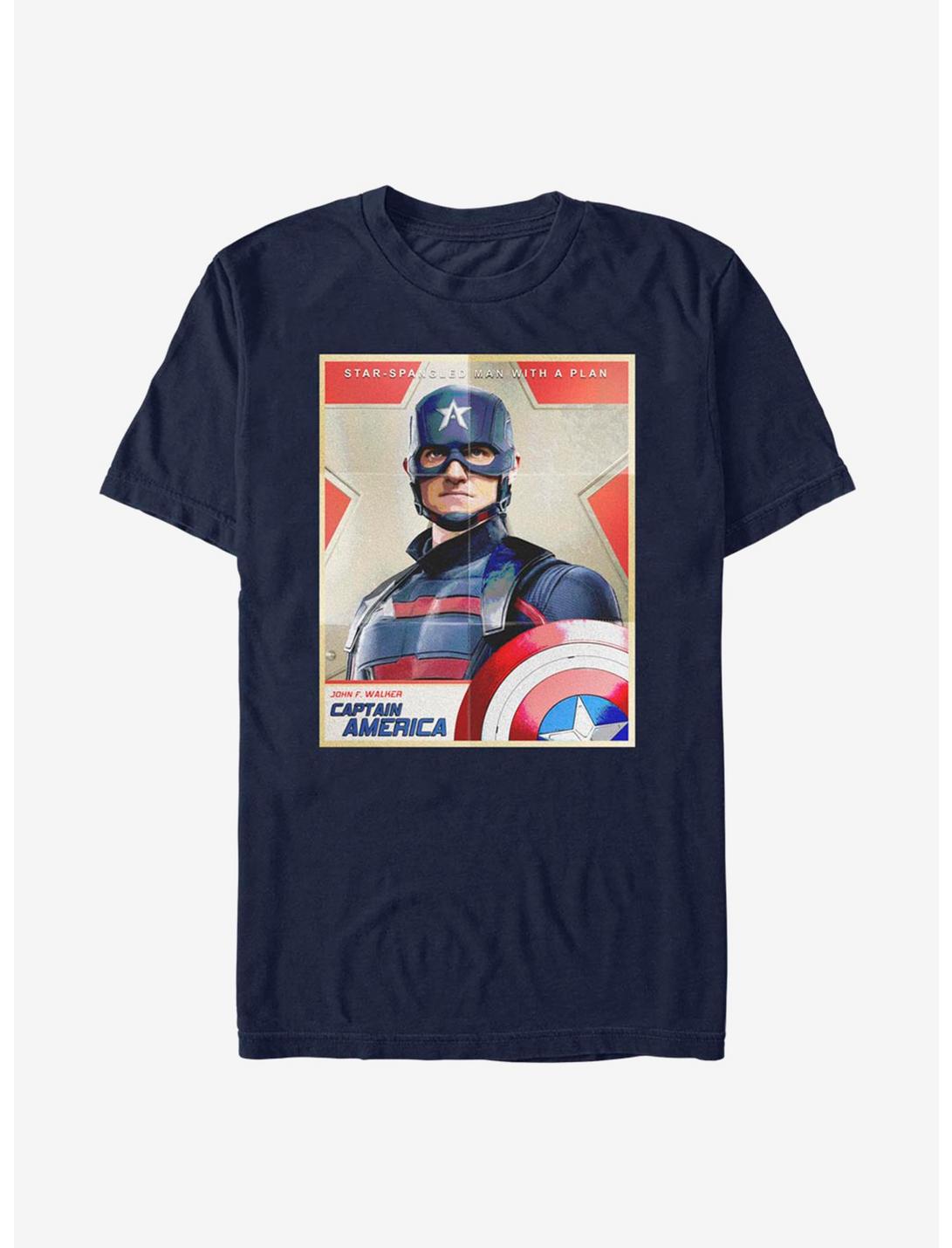 Marvel The Falcon And The Winter Soldier Captain America Poster T-Shirt, NAVY, hi-res