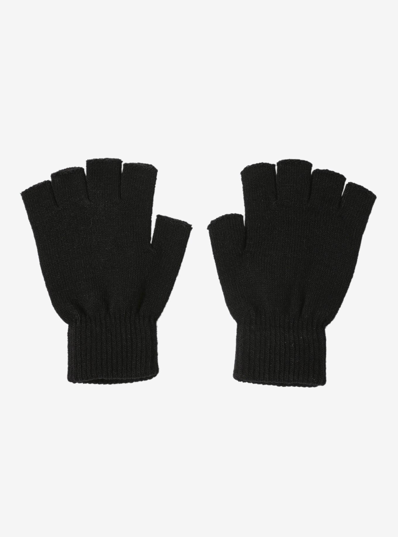 Black Fingerless Gloves, , hi-res