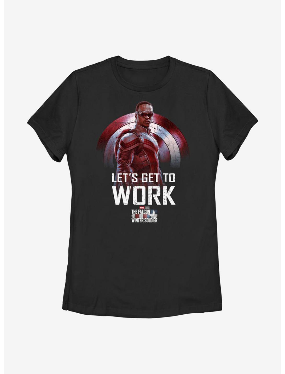 Marvel The Falcon And The Winter Soldier Get To Work Womens T-Shirt, BLACK, hi-res