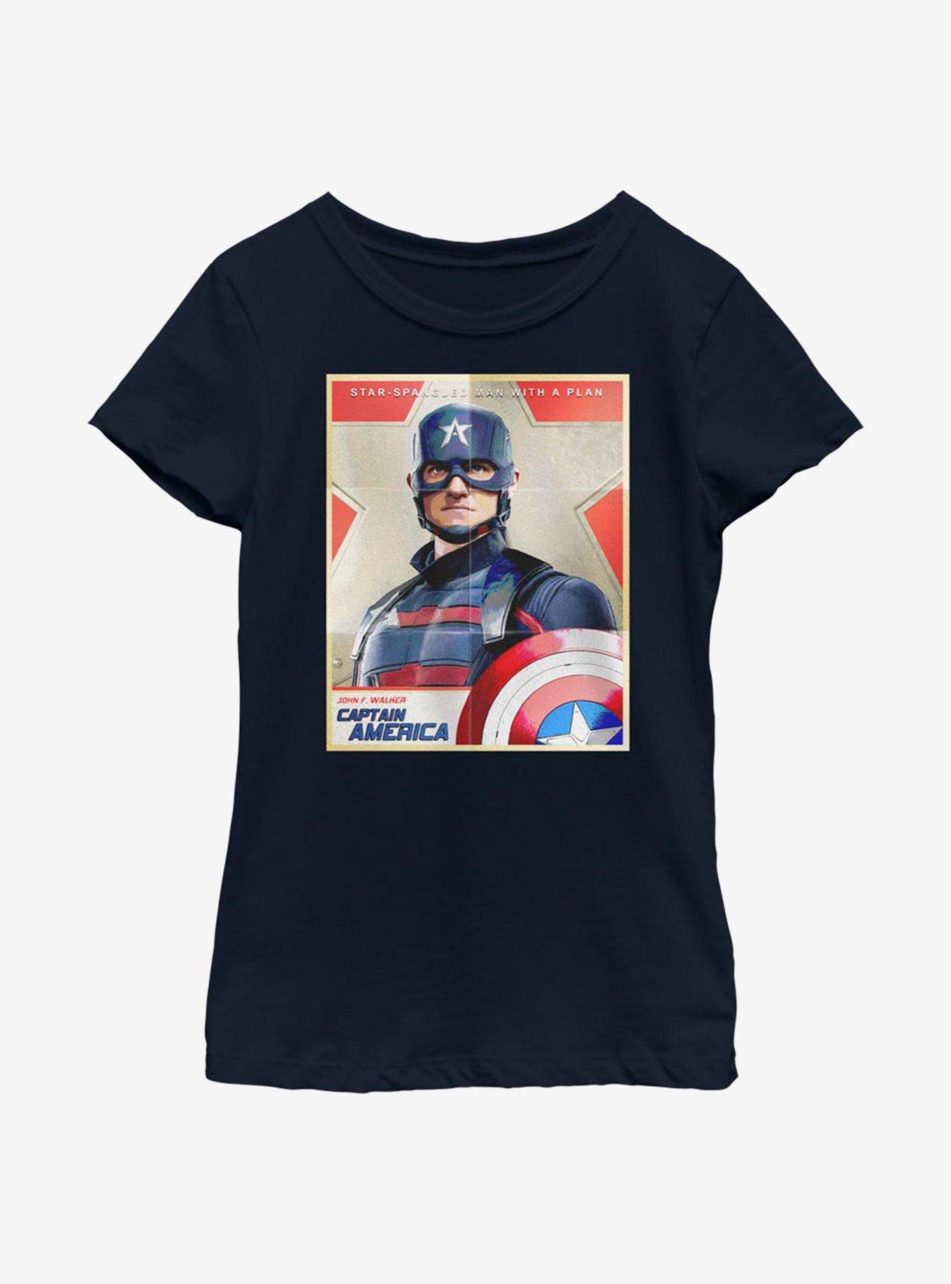 Marvel The Falcon And The Winter Soldier Walker Inspired By Cap Youth Girls T-Shirt, NAVY, hi-res