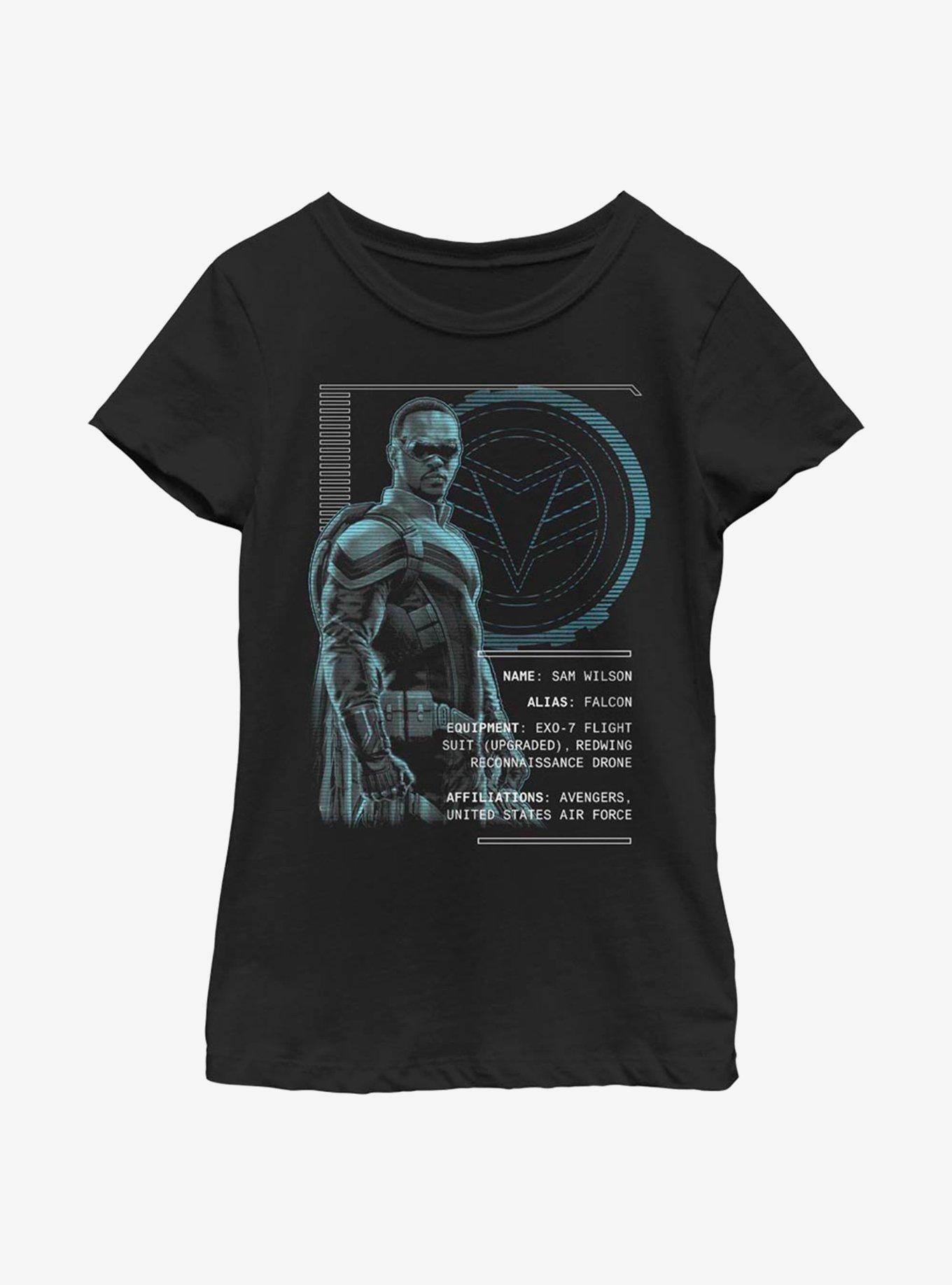 Marvel The Falcon And The Winter Soldier Falcon Stats Youth Girls T ...