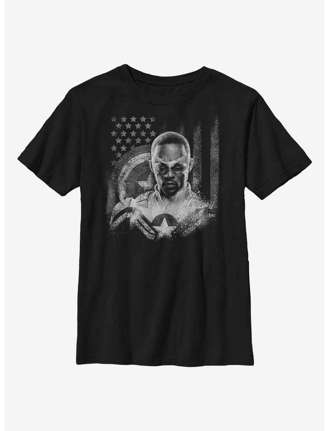 Marvel The Falcon And The Winter Soldier Fighting Falcon Youth T-Shirt, BLACK, hi-res