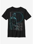 Marvel The Falcon And The Winter Soldier Falcon Stats Youth T-Shirt, BLACK, hi-res