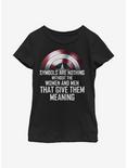 Marvel The Falcon And The Winter Soldier Shield Practice Youth Girls T-Shirt, BLACK, hi-res