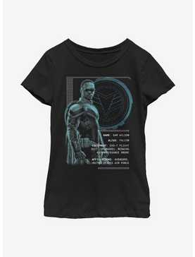 Marvel The Falcon And The Winter Soldier Falcon Stats Youth Girls T-Shirt, , hi-res