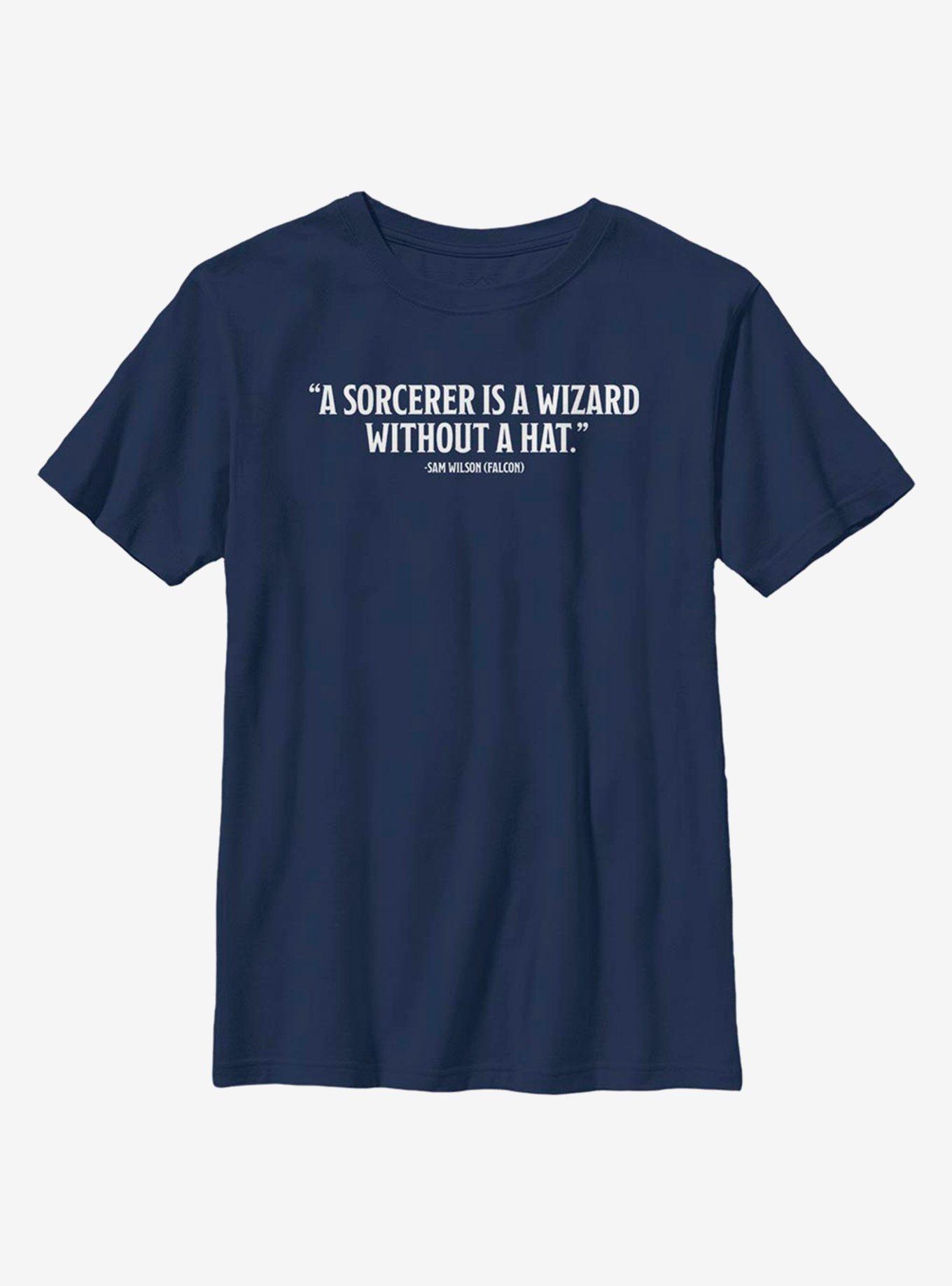 Marvel The Falcon And The Winter Soldier Wizard Without A Hat Youth T-Shirt, NAVY, hi-res