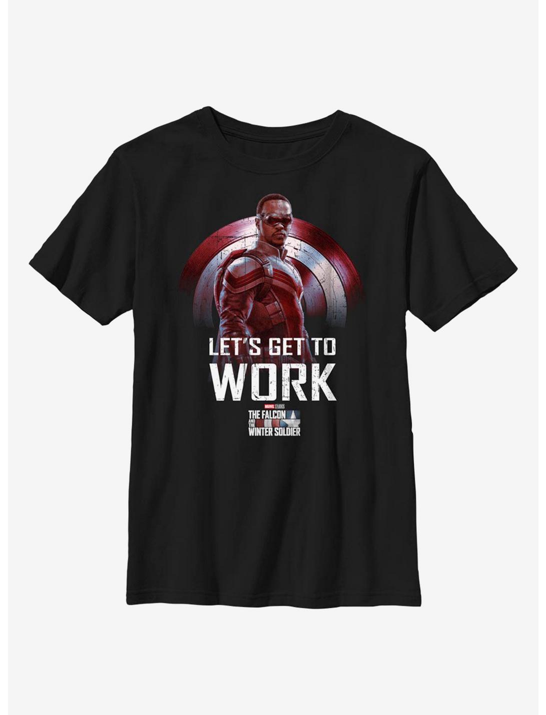 Marvel The Falcon And The Winter Soldier Get To Work Youth T-Shirt, BLACK, hi-res