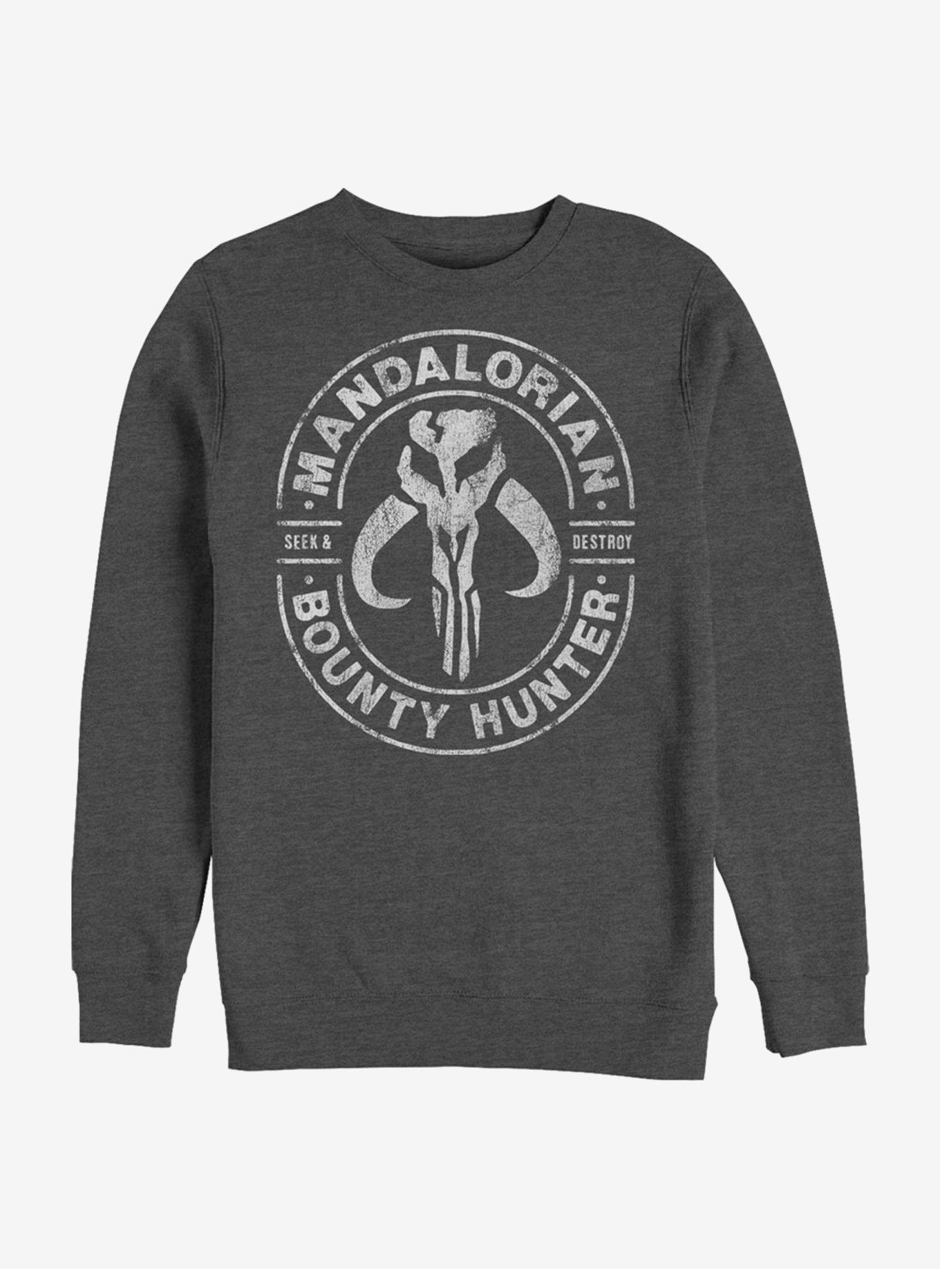 Star Wars The Mandalorian Gun For Hire Crew Sweatshirt, CHAR HTR, hi-res